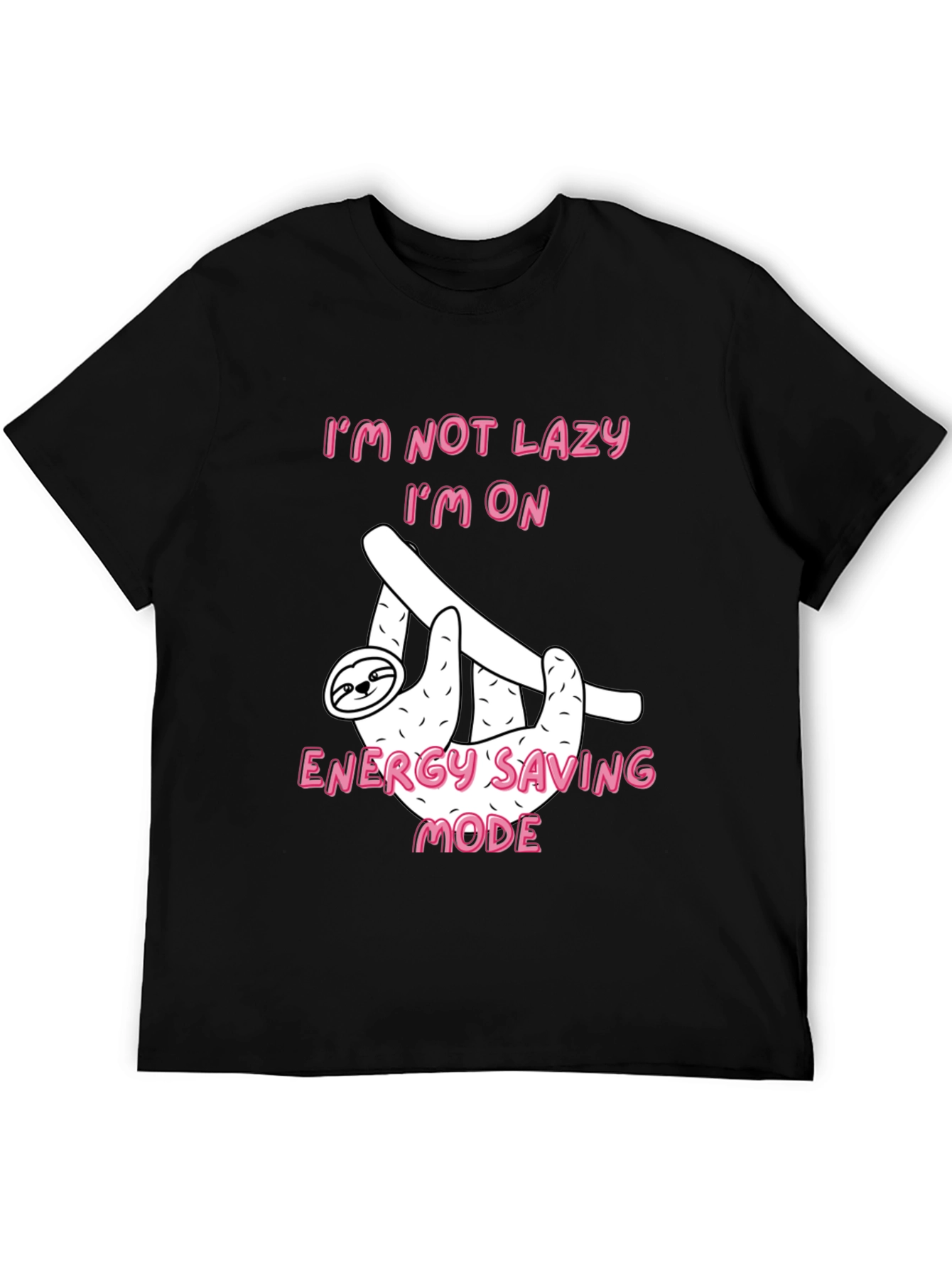 Black Funny Sloth Energy Saving Mode Black T-Shirt view 5
