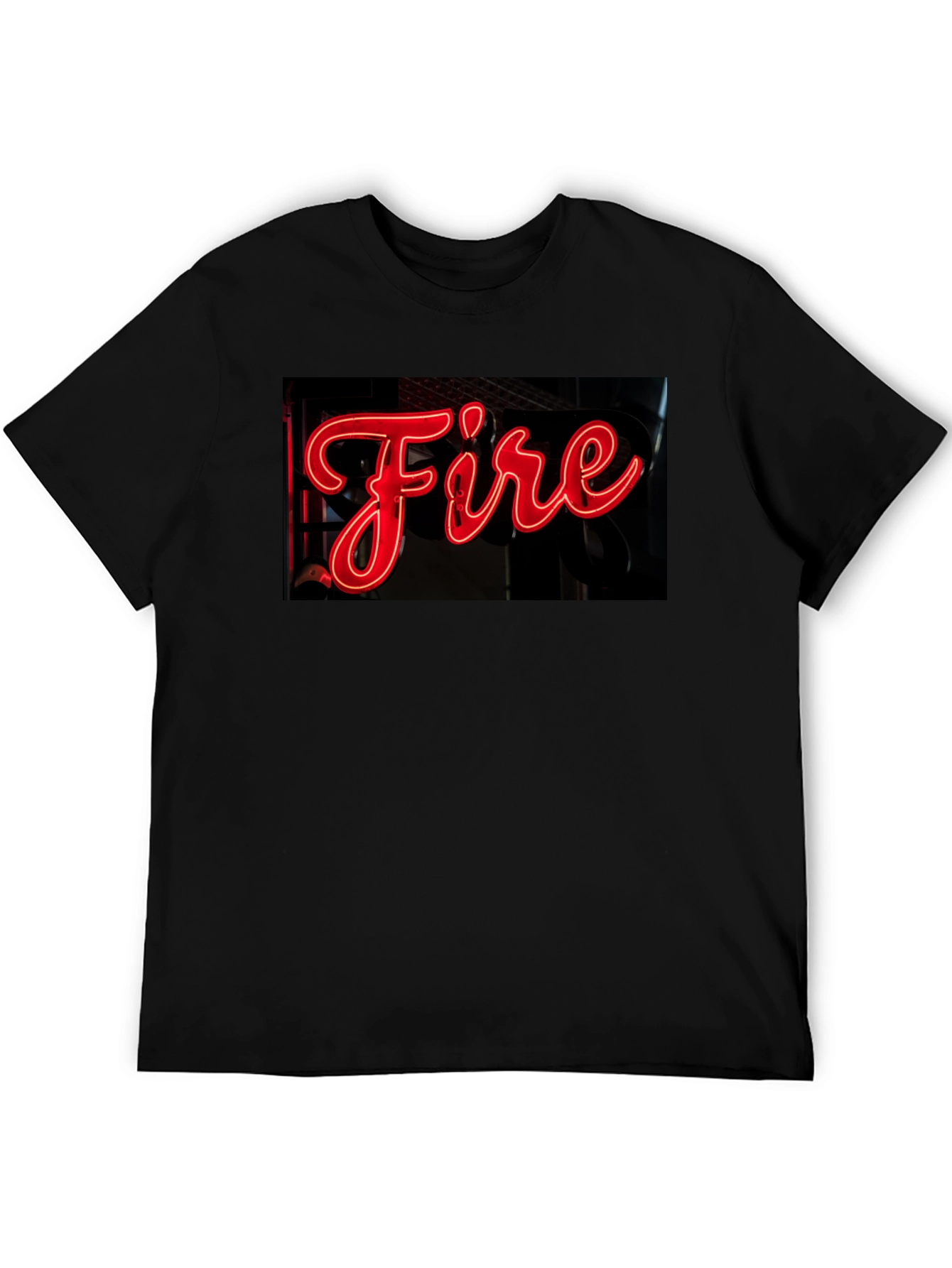 Black Fiery Graphic Tee - Neon Sign Black T-Shirt view 5