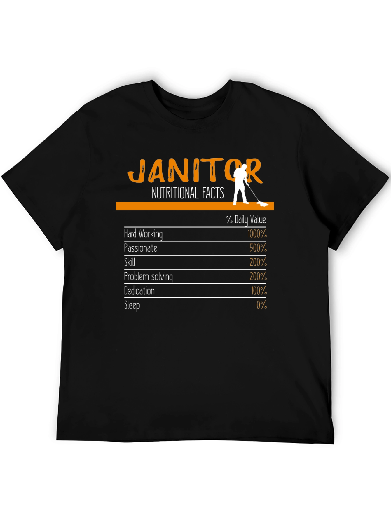 Black Janitor Nutritional Facts Graphic Tee view 5