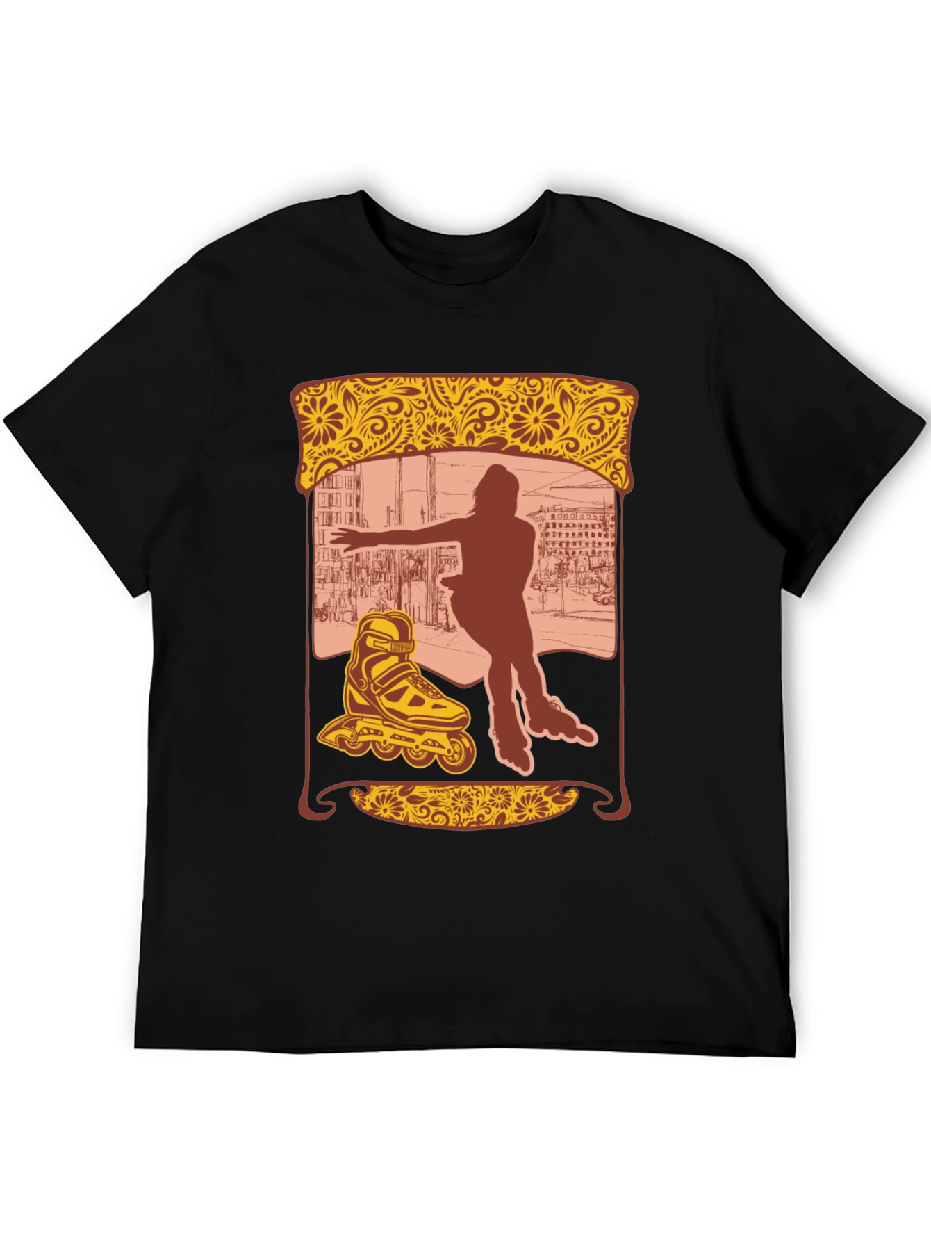 Black Retro Roller Skate Graphic Tee view 5