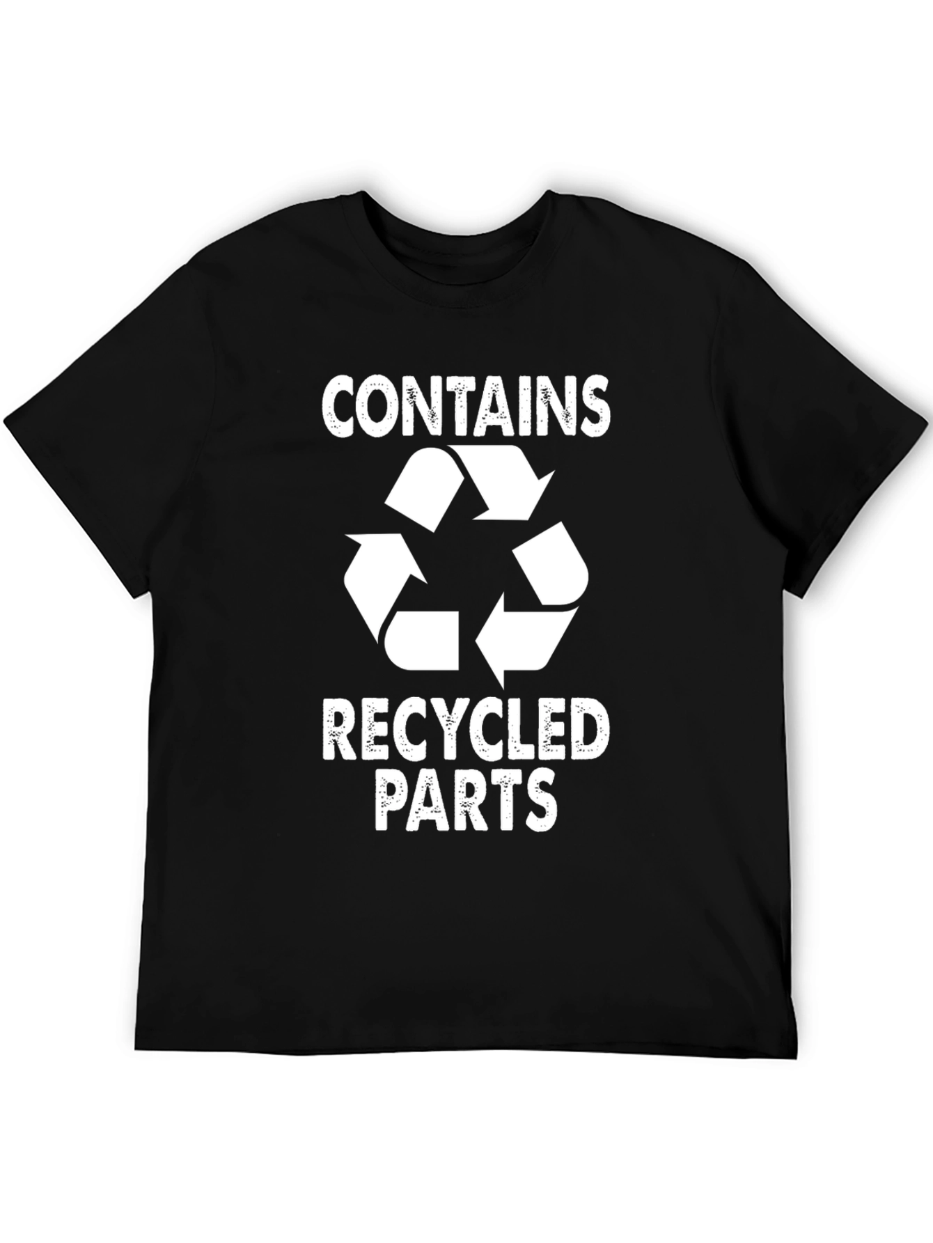 Black Funny Recycled Parts Graphic T-Shirt view 5