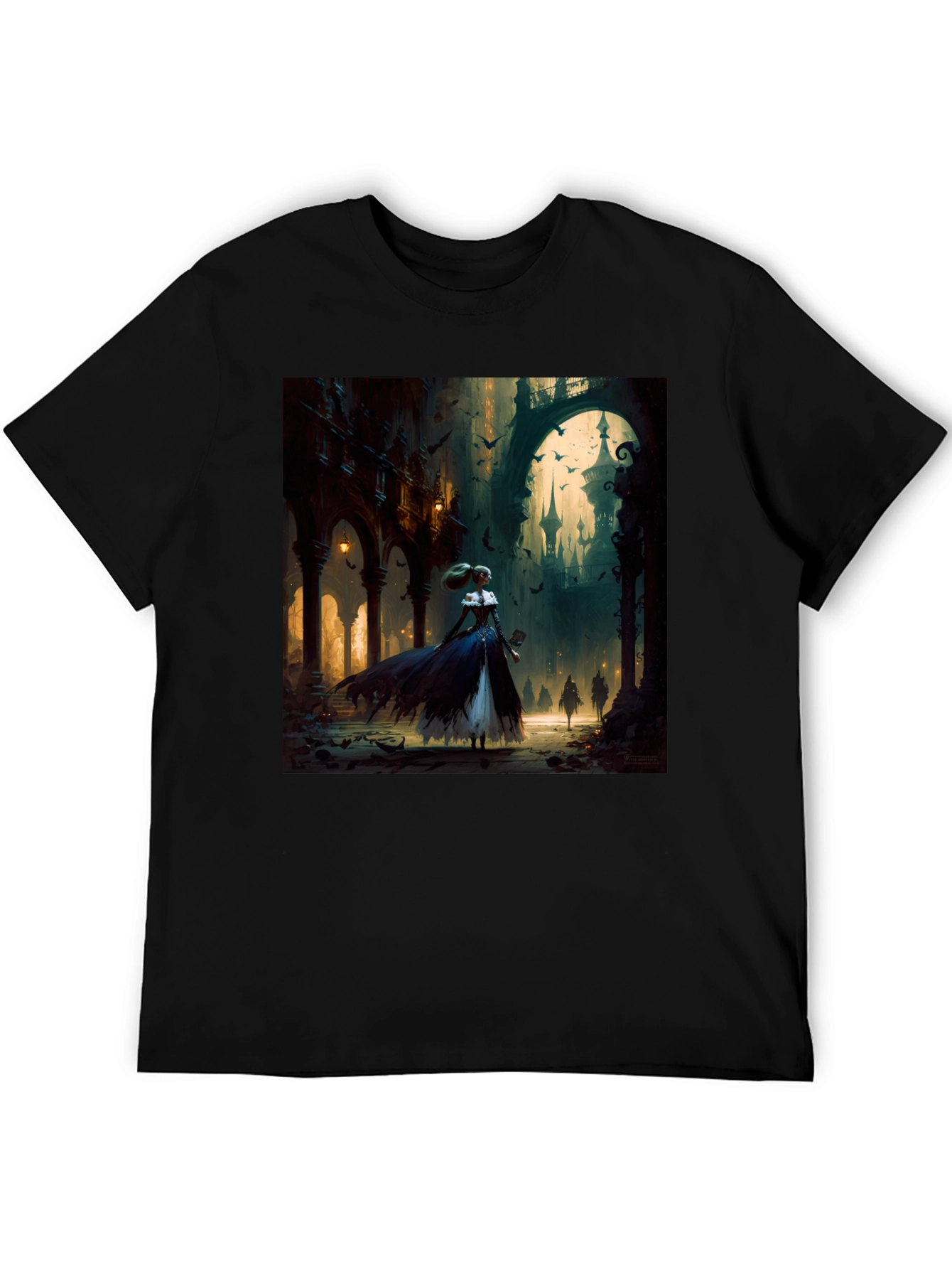 Black Gothic Fantasy T-Shirt - Dark Castle Design view 5