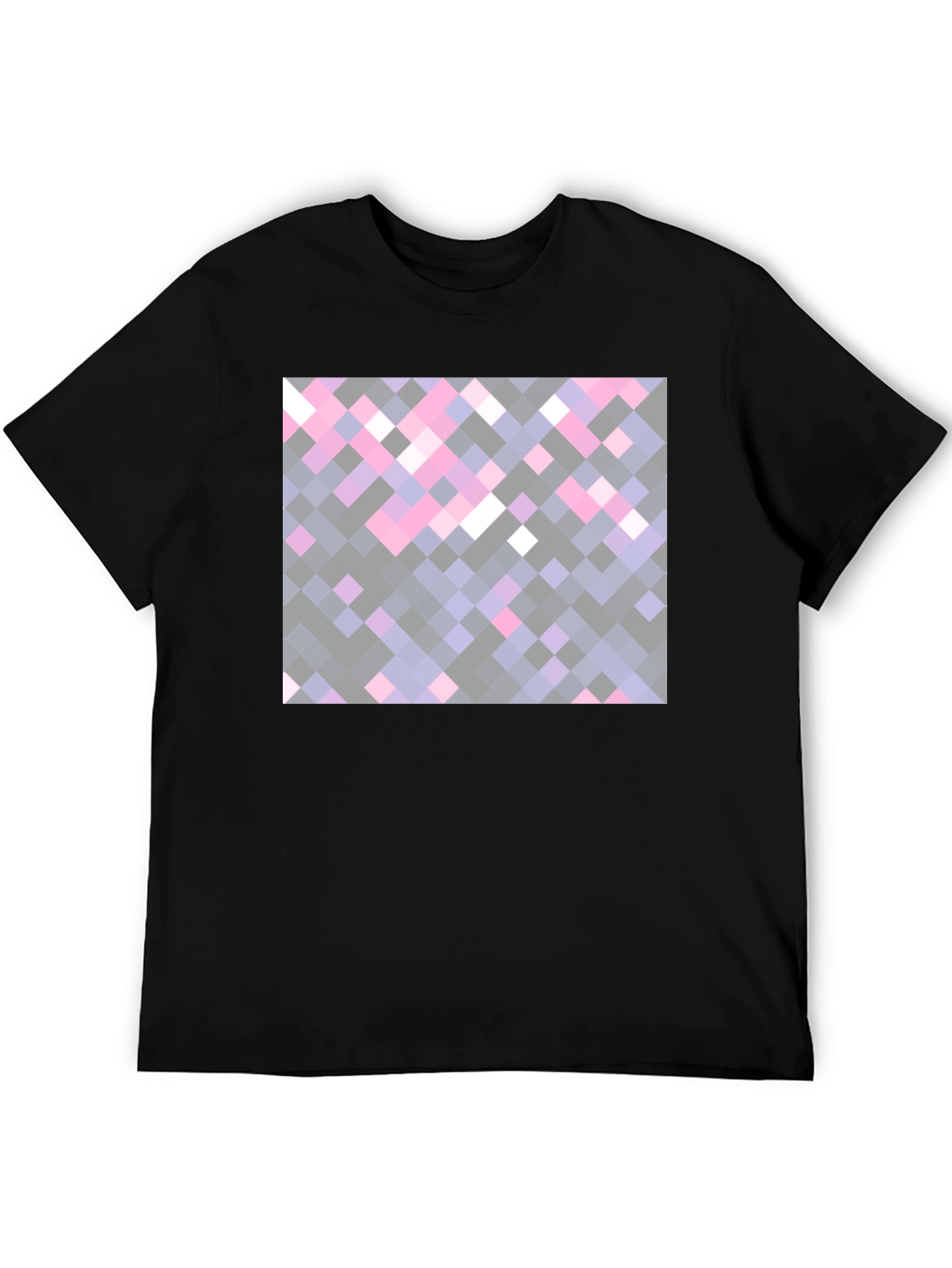 Black Pixelated Squares Black Tee view 5