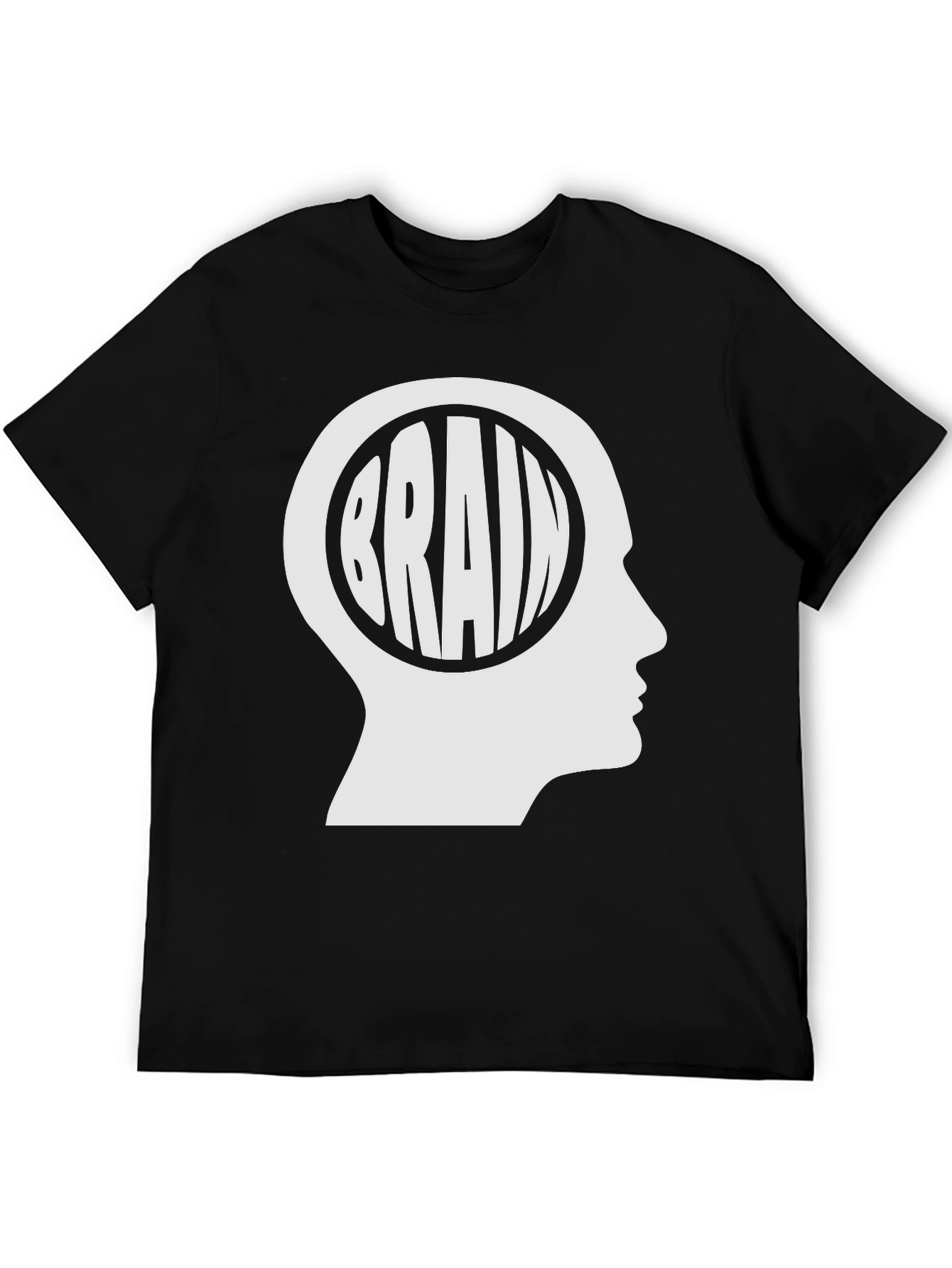 Black Brain Head Graphic T-Shirt - Black Cotton Tee view 5