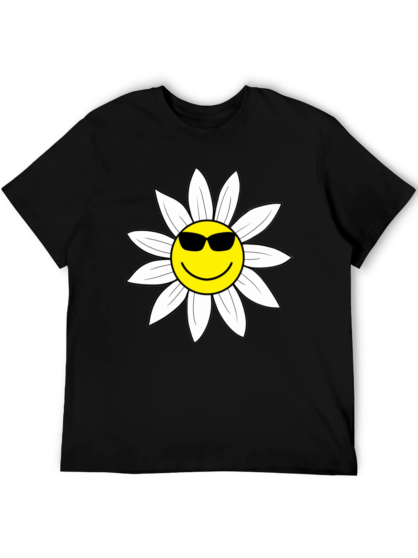 Black Daisy Face Graphic Tee - Black view 5