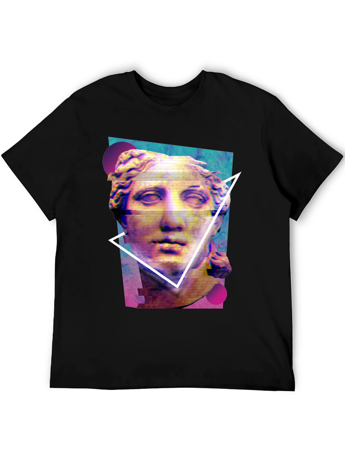 Black Statue Graphic Tee - Artistic Glitch Style view 5