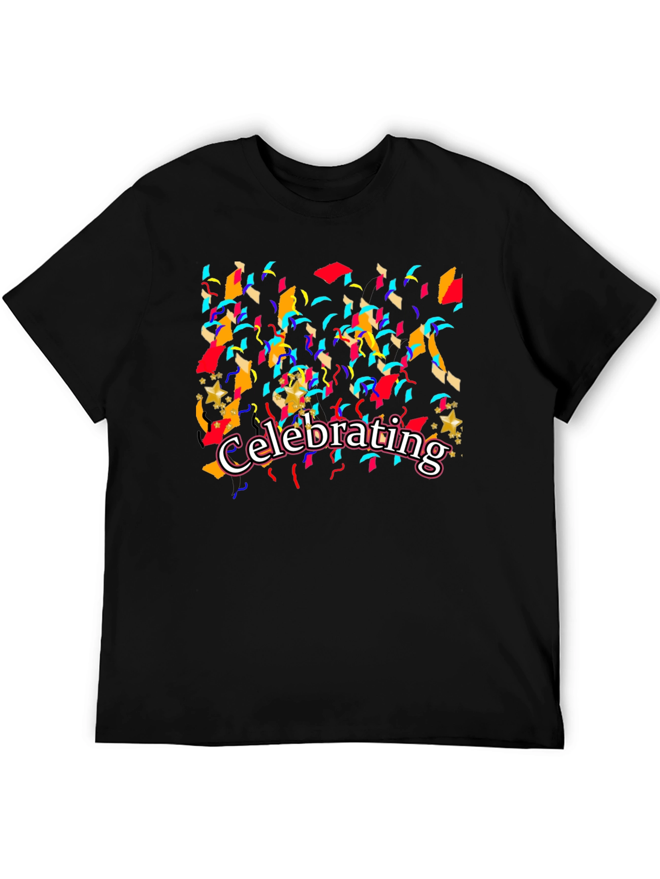 Black Celebrating Graphic T-Shirt - Black Cotton Tee view 5