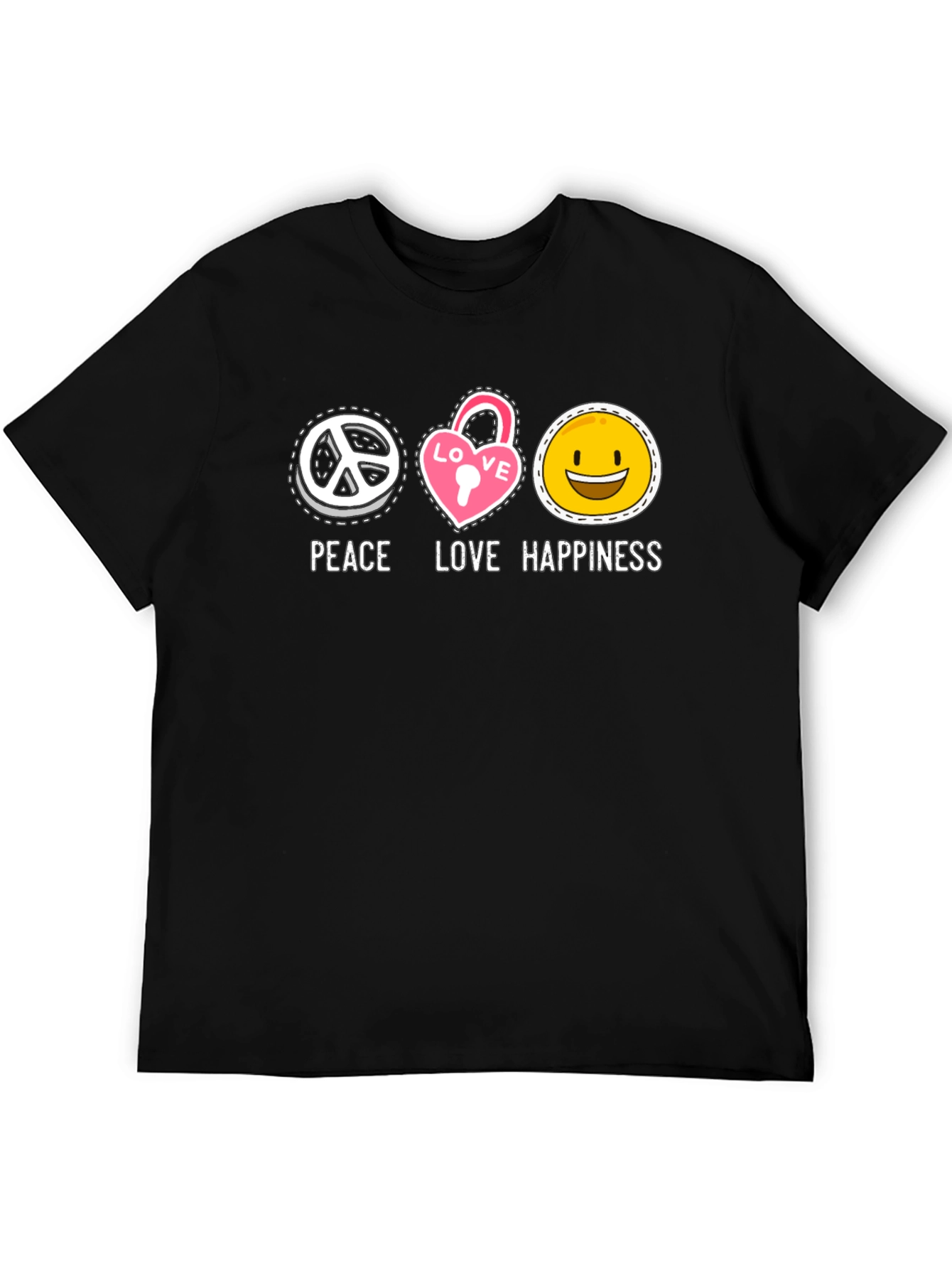 Black Peace Love Happiness Graphic Tee view 5