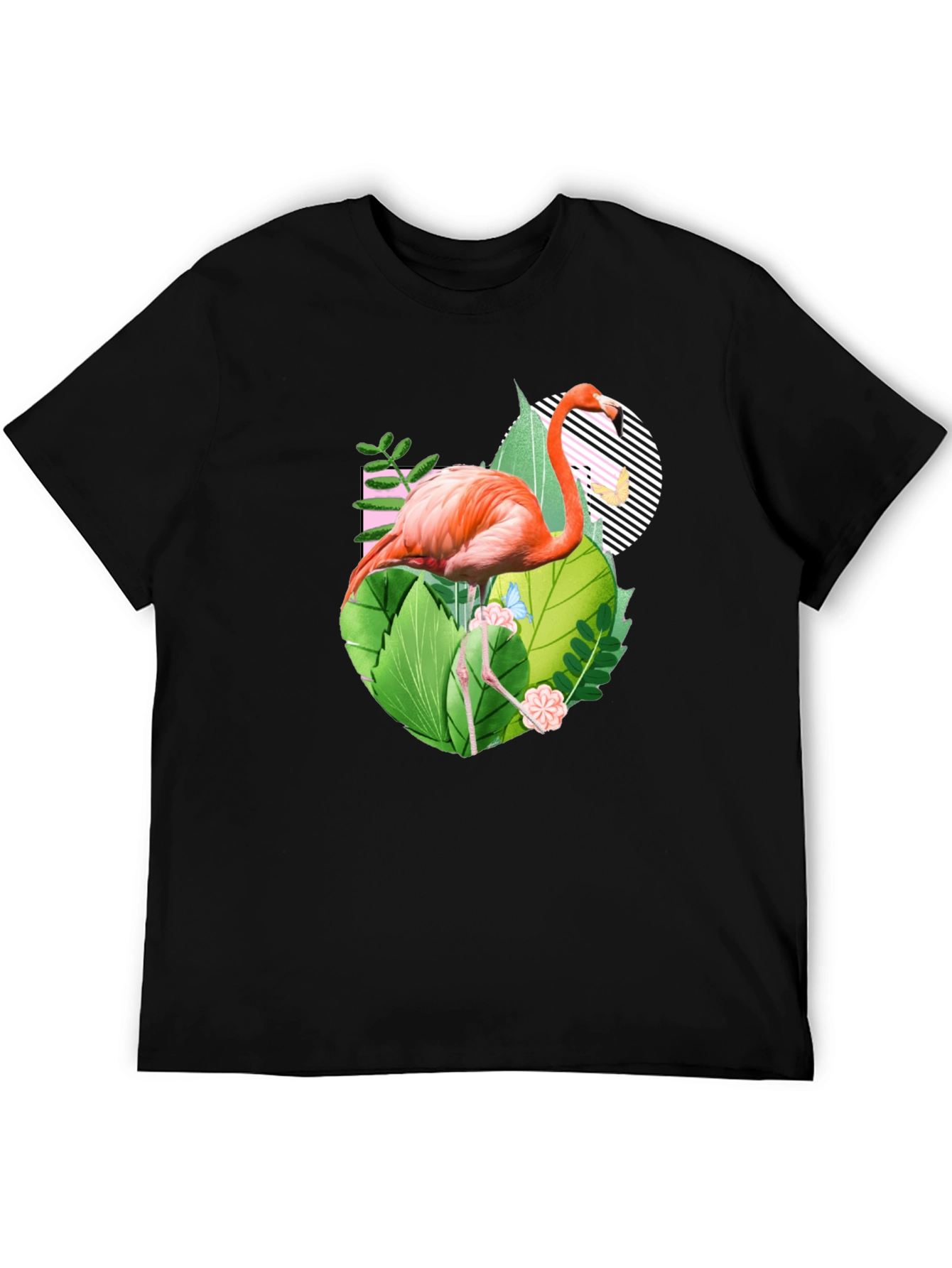 Black Tropical Flamingo Graphic Tee view 5