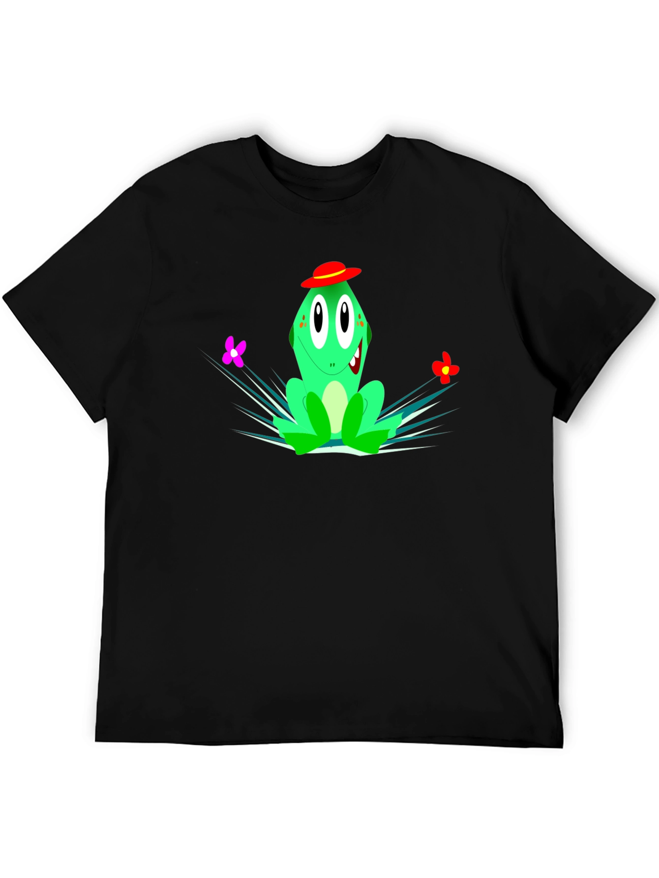 Black Cartoon Frog Graphic Tee - Quirky Style view 5