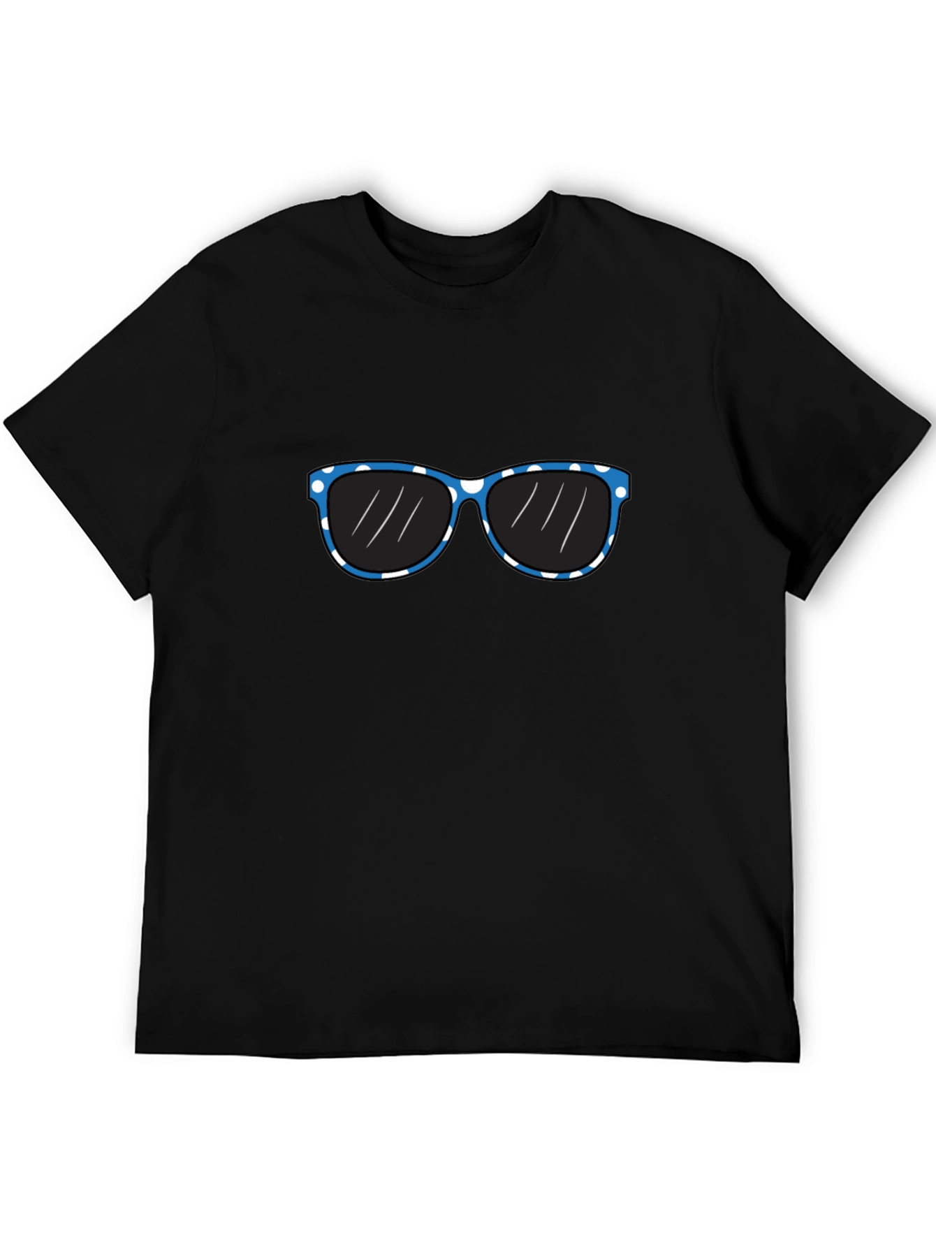 Black Black T-Shirt with Blue Polka Dot Sunglasses Graphic view 5