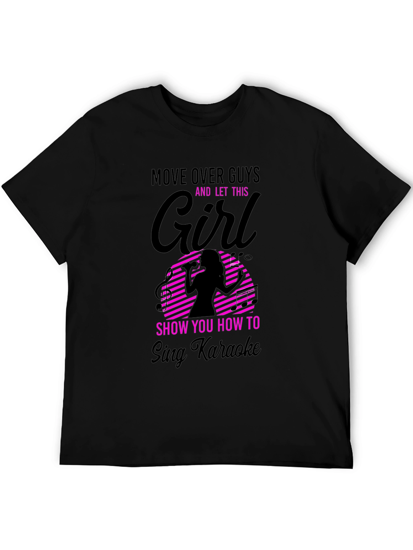 Black Move Over Guys Karaoke Girl Graphic Tee view 5