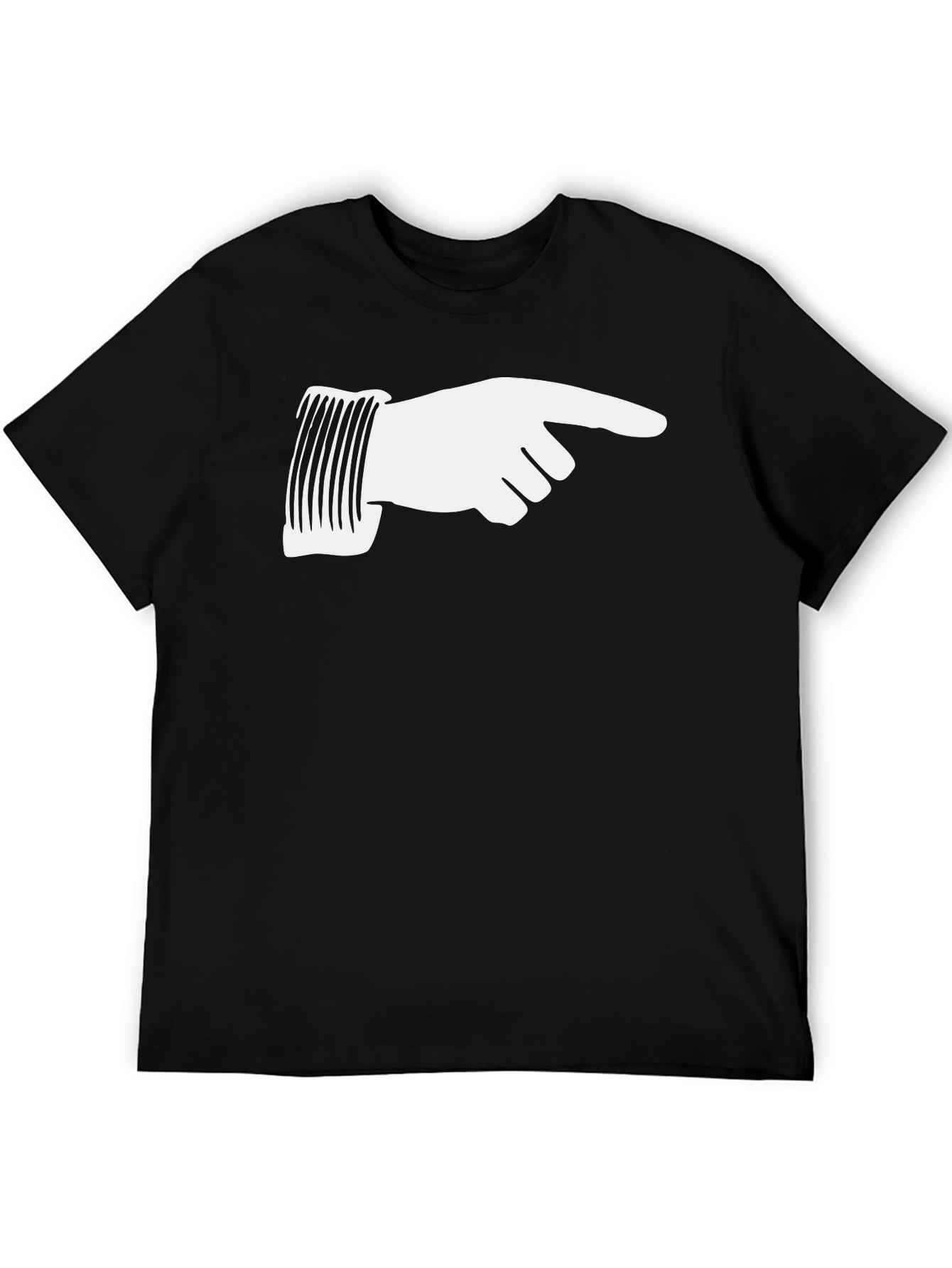 Black Pointing Finger Graphic Tee - Black Cotton T-Shirt view 5