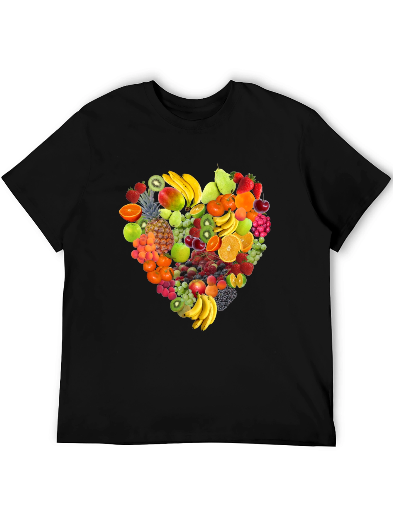 Fruit Heart Graphic Black T-Shirt - 5