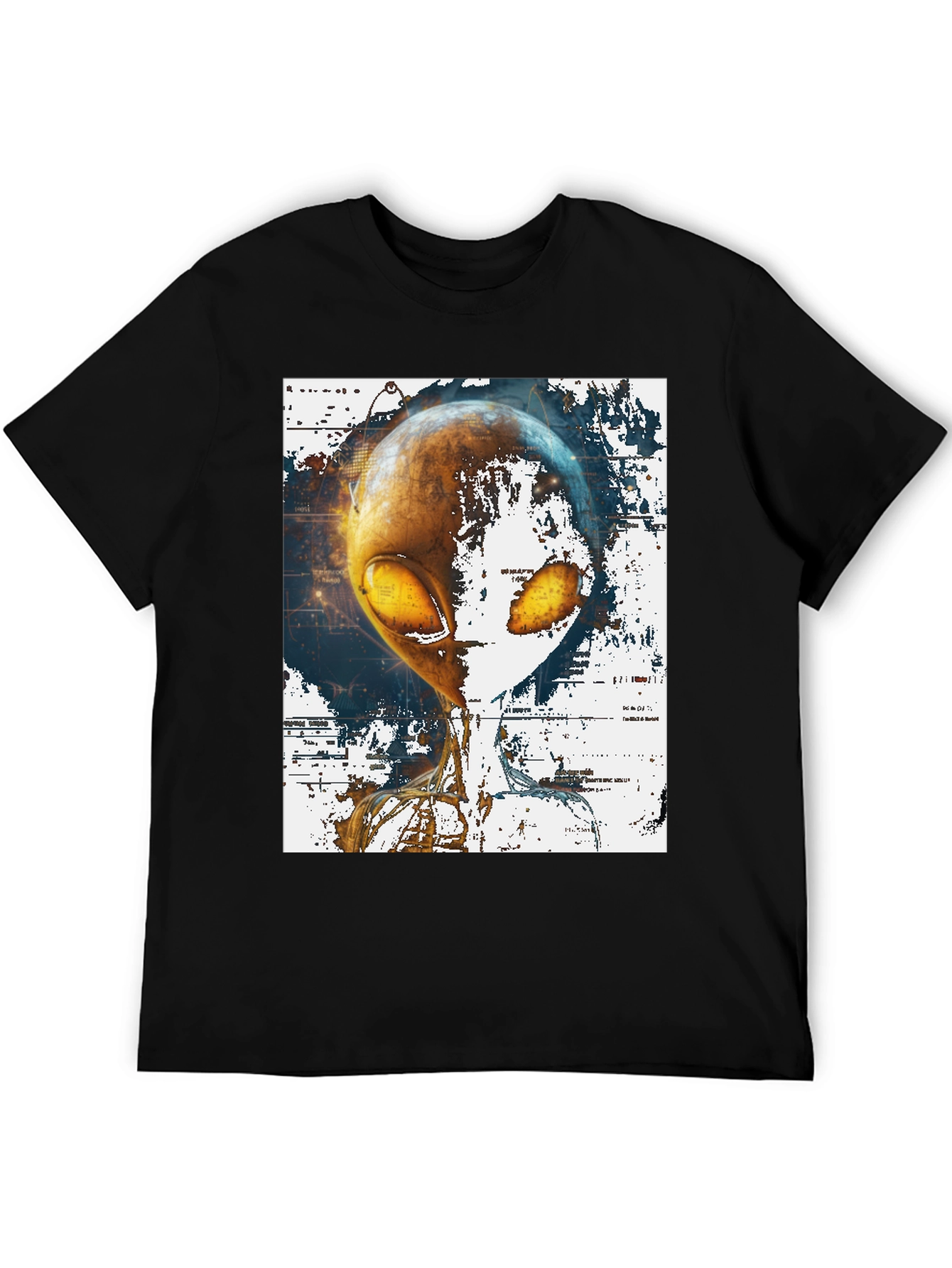 Black Alien Graphic Print T-Shirt - Sci-Fi Streetwear view 5