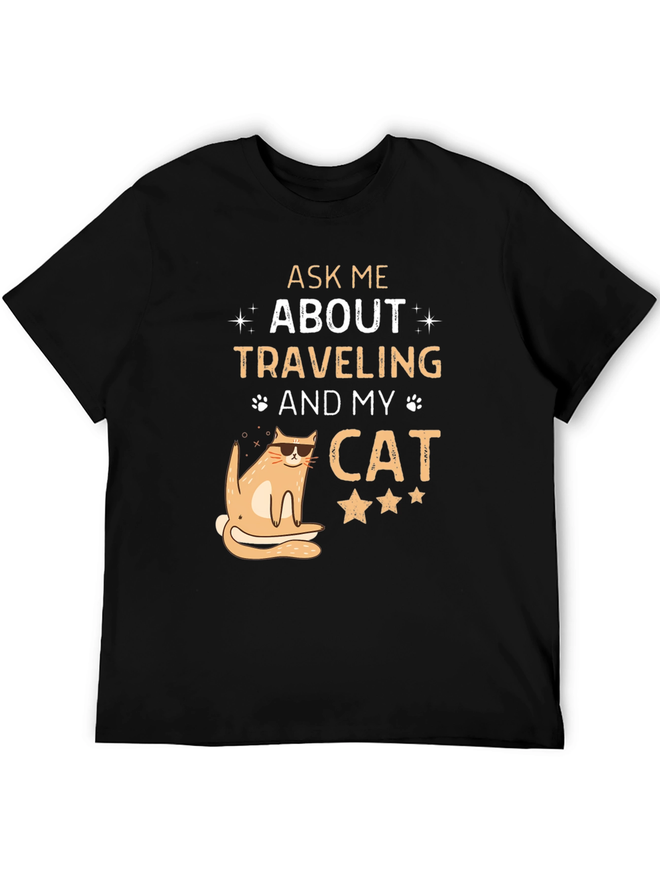 Black Ask Me About Traveling and My Cat T-Shirt view 5