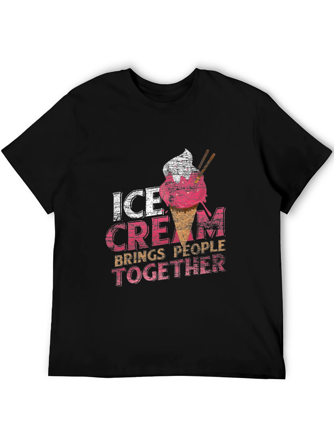 Black Ice Cream Brings People Together Black T-Shirt view 5
