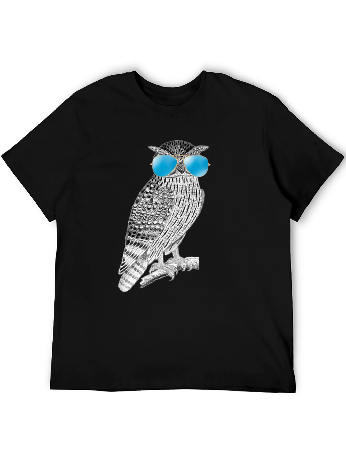 Black Cool Owl Graphic T-Shirt - Black view 5