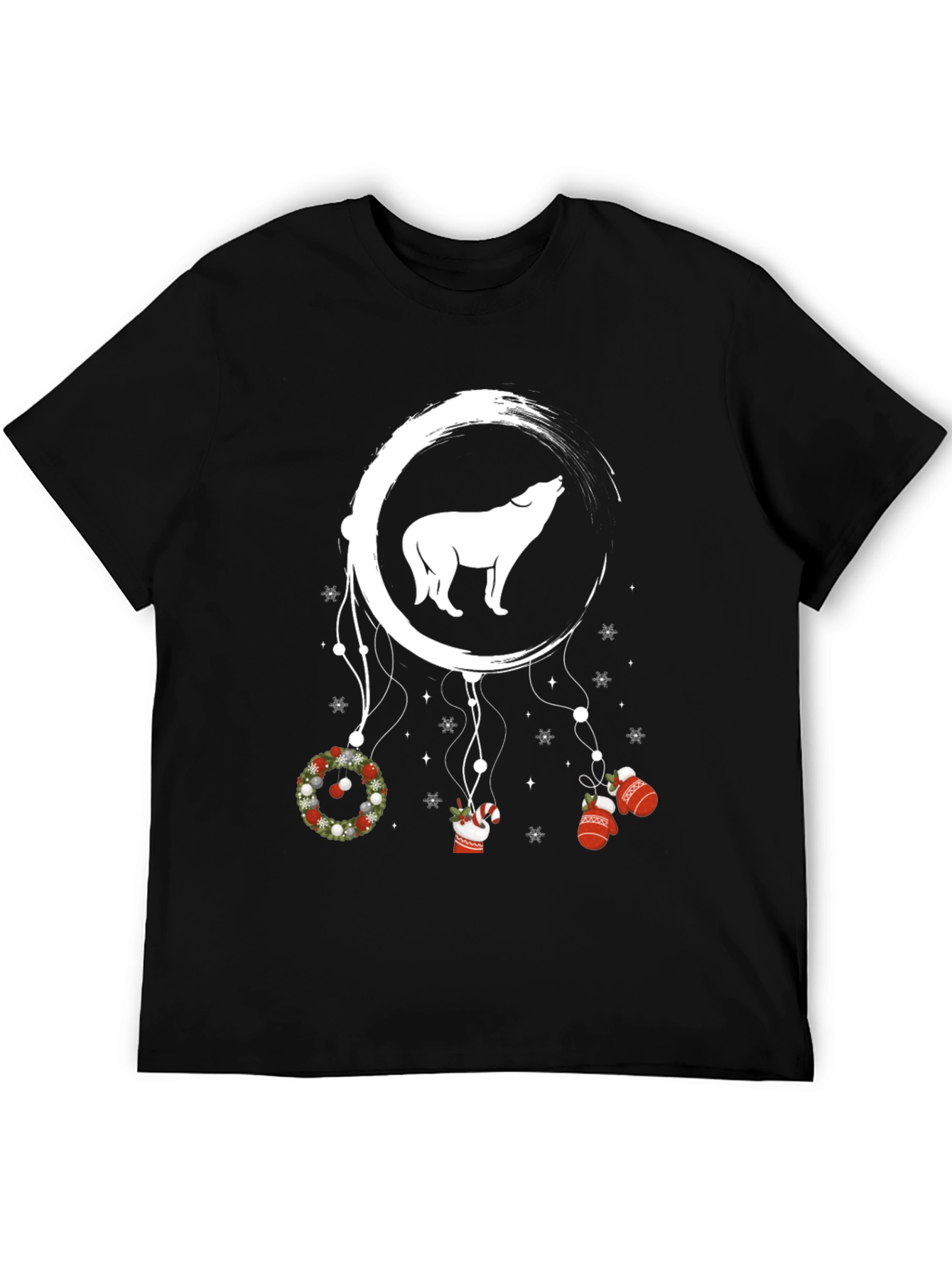 Black Wolf Dreamcatcher Christmas T-Shirt view 5