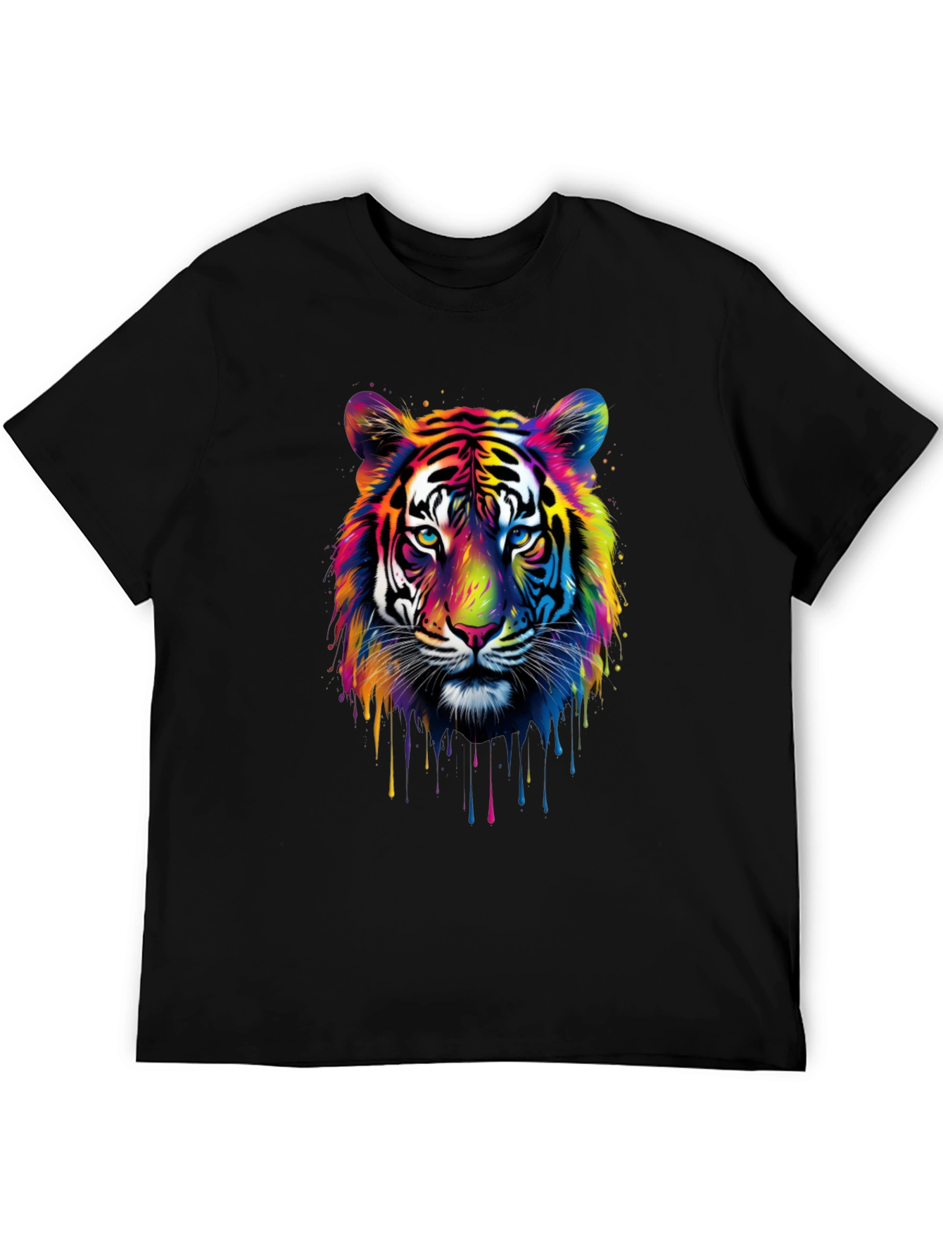 Black Colorful Tiger Graphic T-Shirt view 5