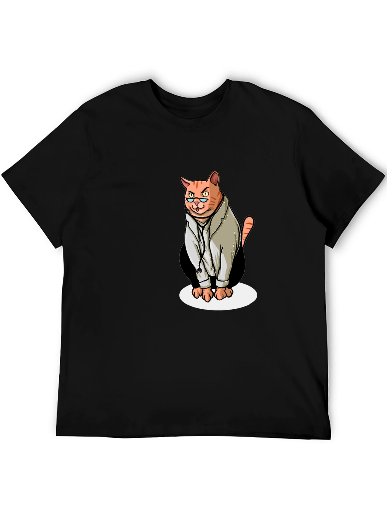 Black Doctor Cat Graphic T-Shirt - Funny Novelty Tee view 5