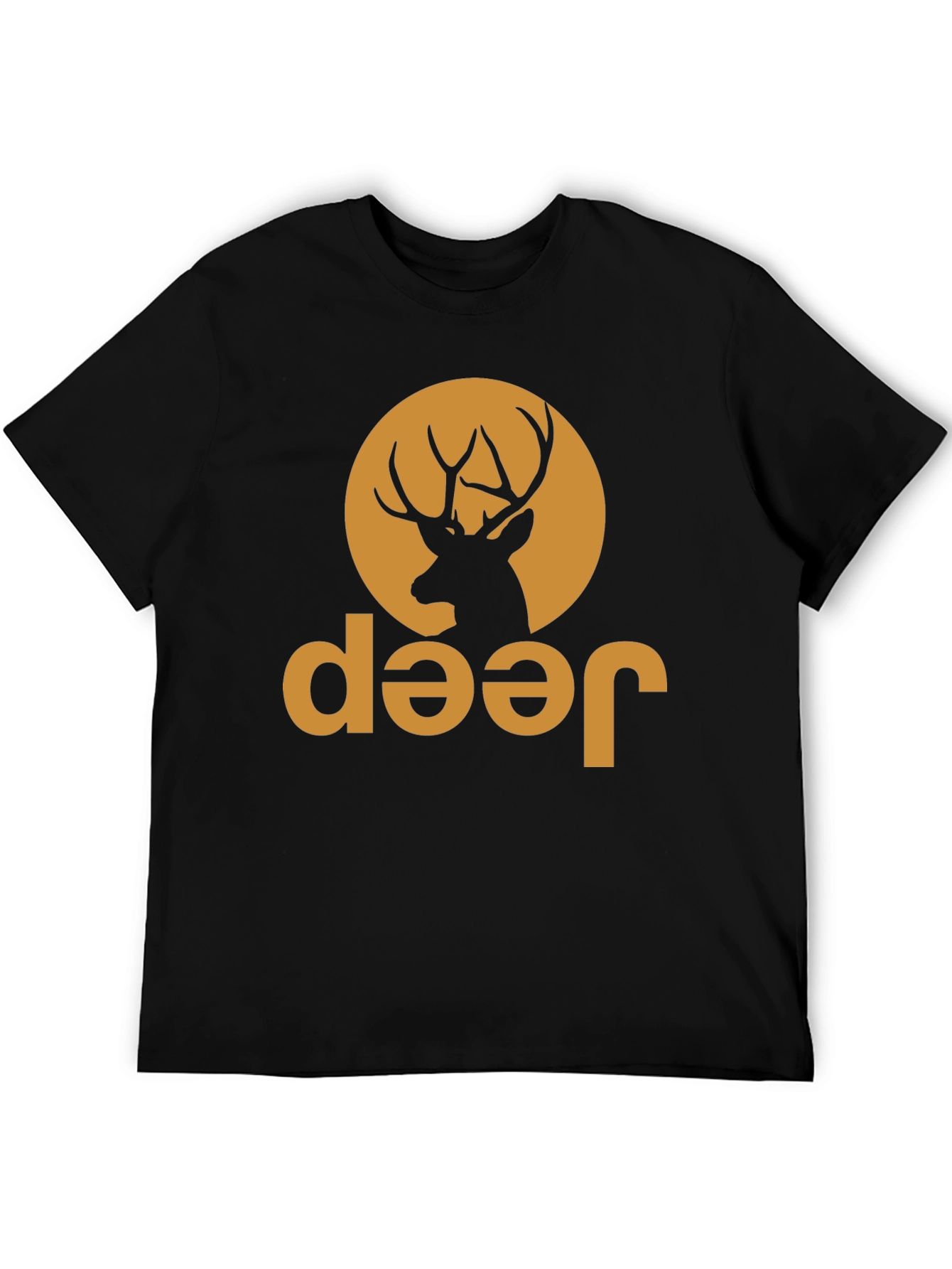 Black Deer Jeep Graphic Tee - Black Novelty T-Shirt view 5