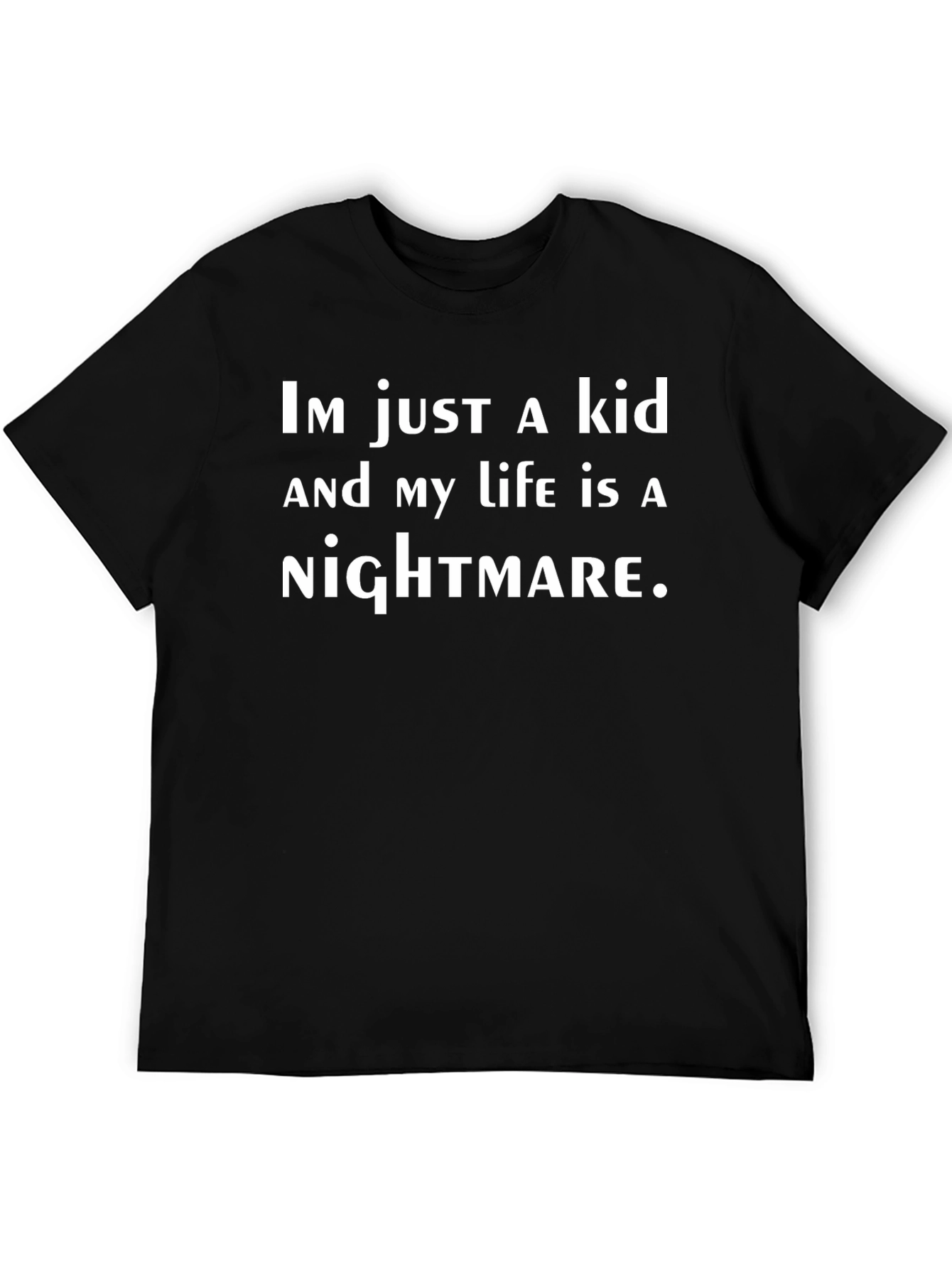 Black "Just A Kid" Graphic Tee - Black Cotton Blend T-Shirt view 5