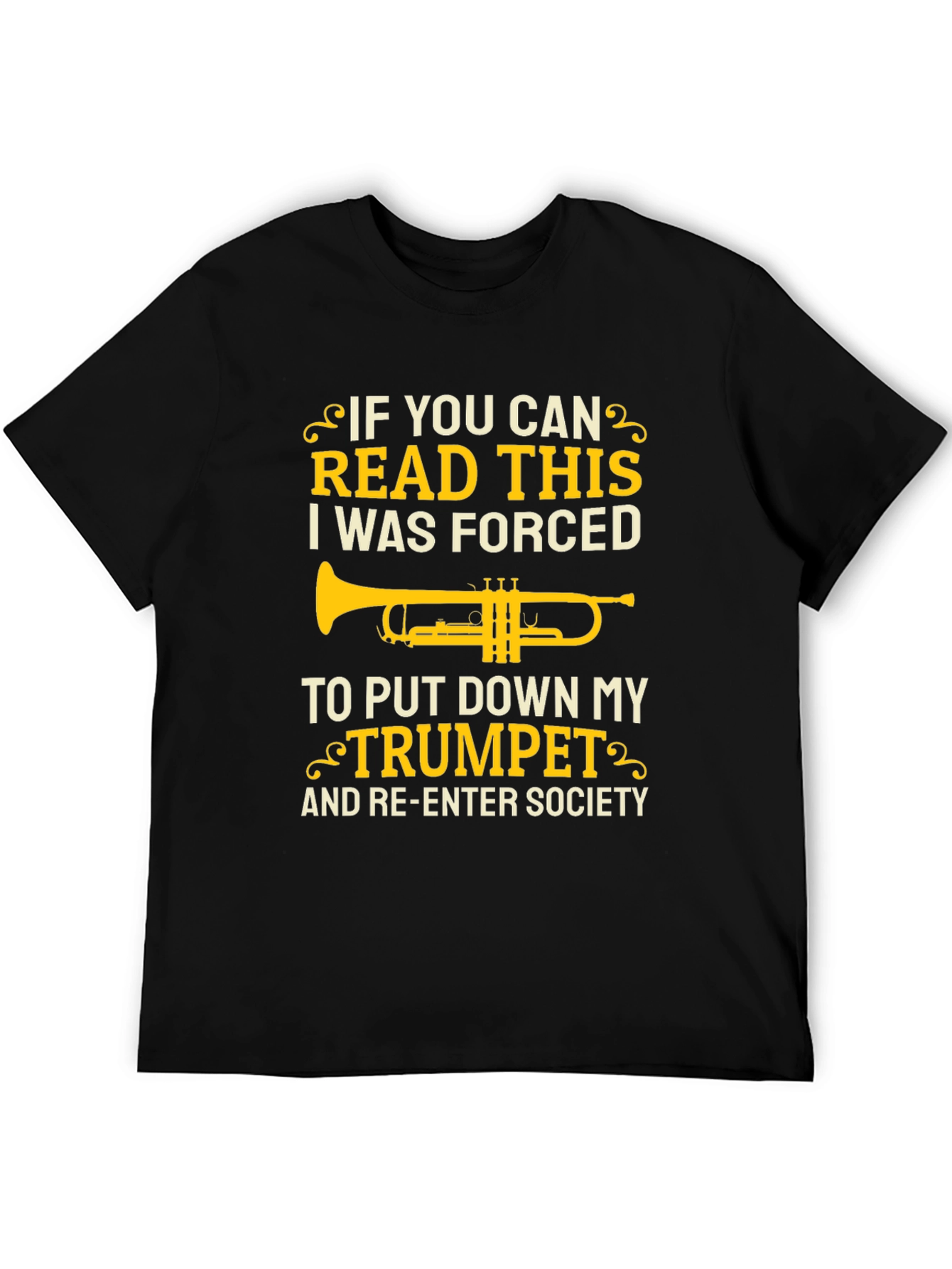 Black If You Can Read This Trumpet Player Black Graphic T-Shirt view 5