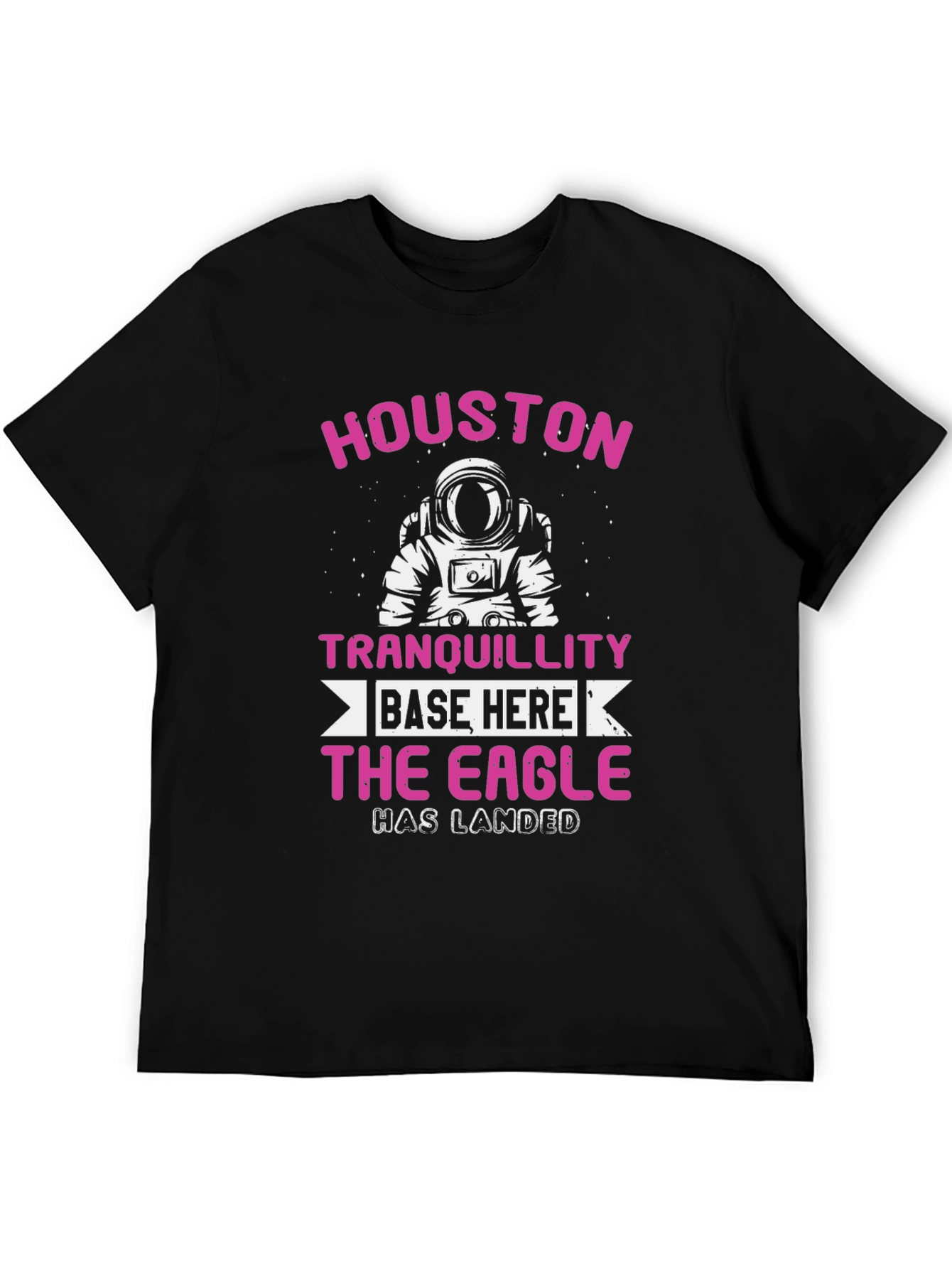 Black Houston Tranquility Base Eagle Has Landed T-Shirt view 5