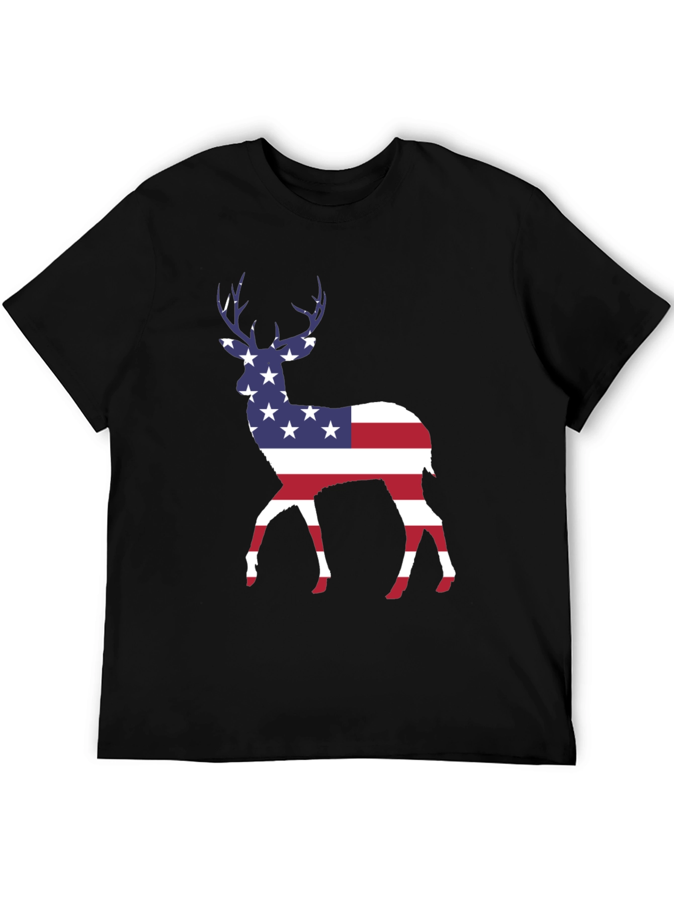Black American Flag Deer T-Shirt - Patriotic Style view 5