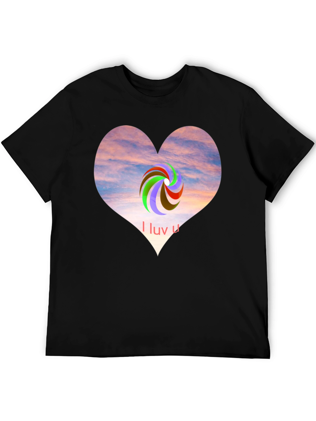 Black I Luv U Heart Graphic Tee - Casual Style view 5