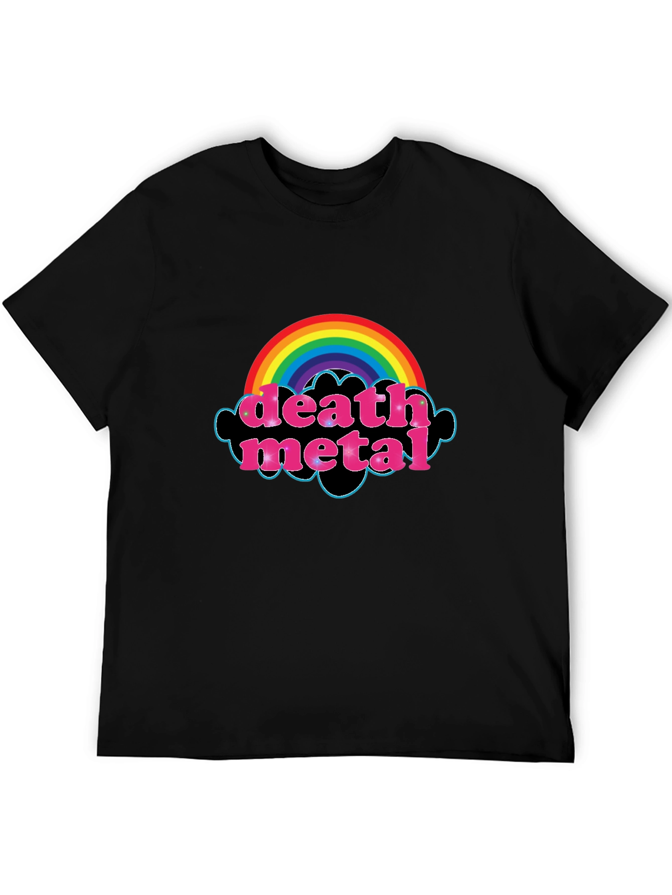 Black Death Metal Rainbow T-Shirt - Black Graphic Tee view 5