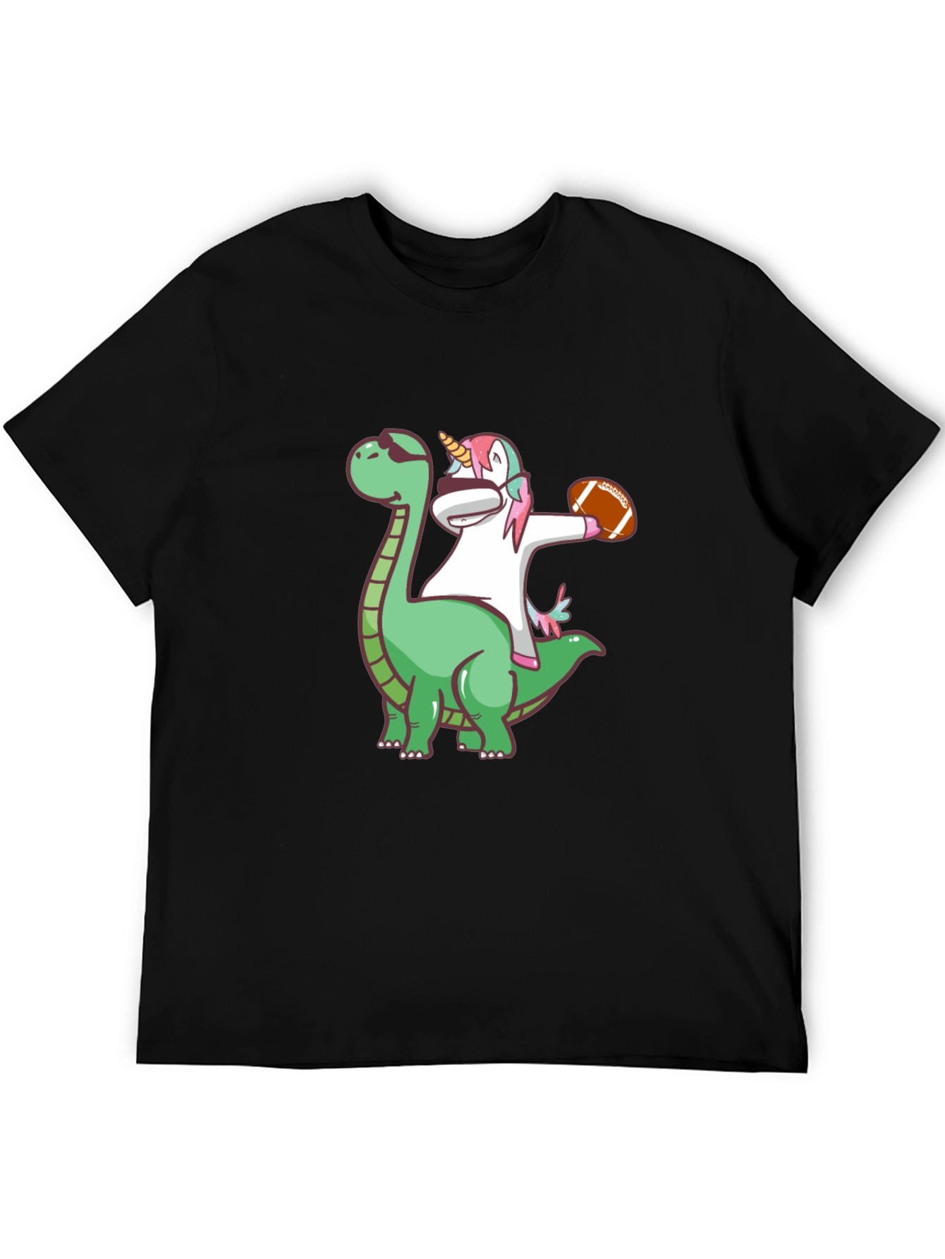 Black Dino Unicorn Football T-Shirt view 5
