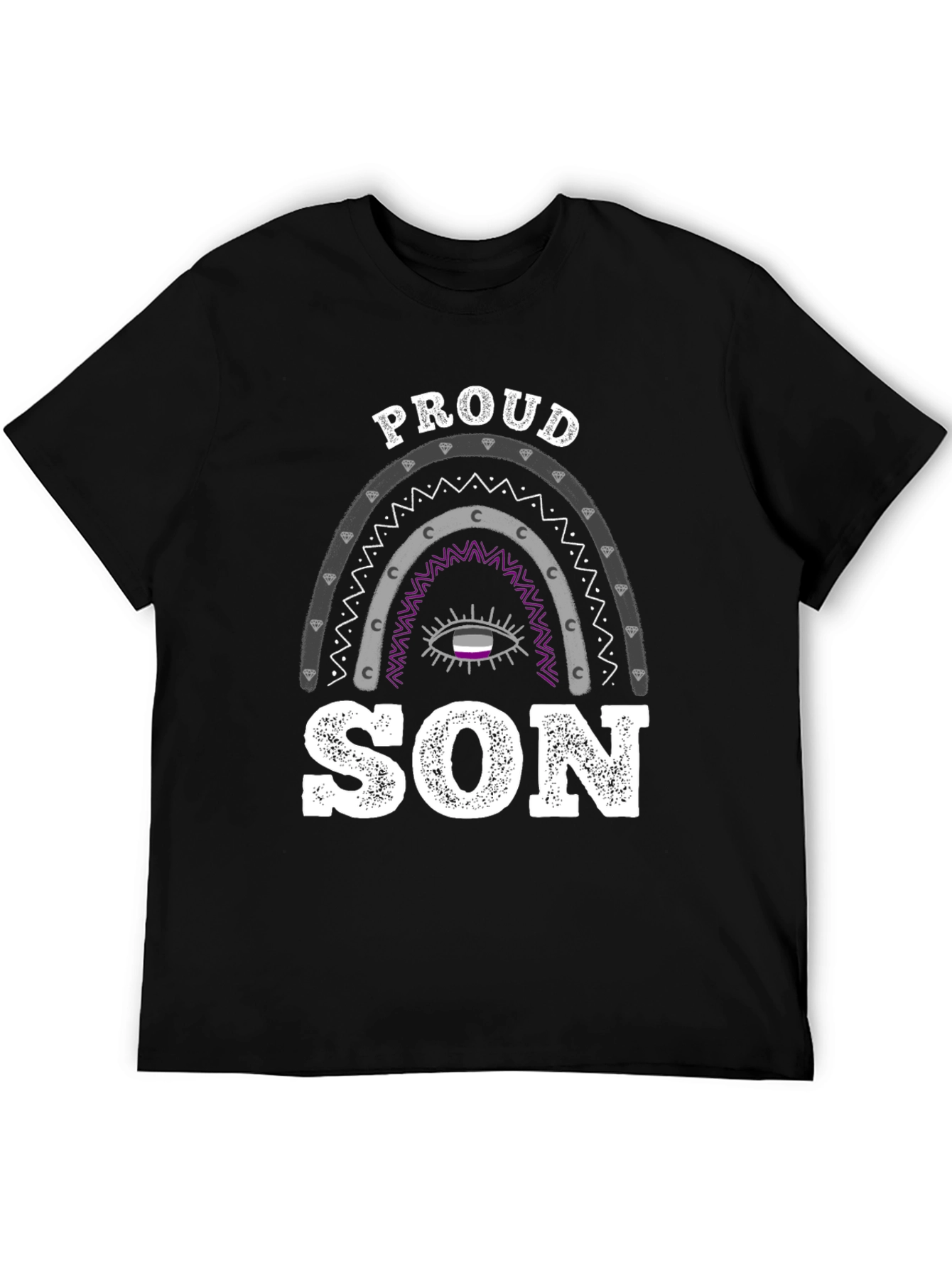 Black Proud Son Asexual Pride T-Shirt view 5