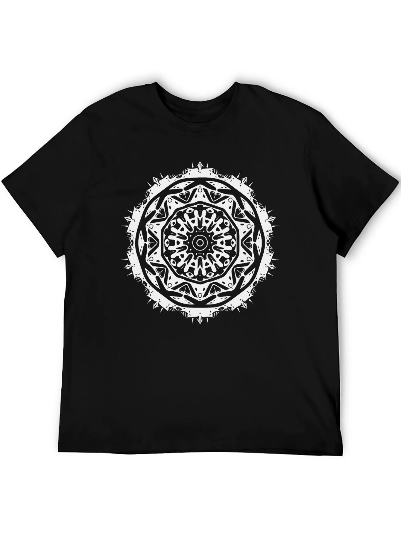 Black Black Mandala Graphic Tee - Unique Design view 5