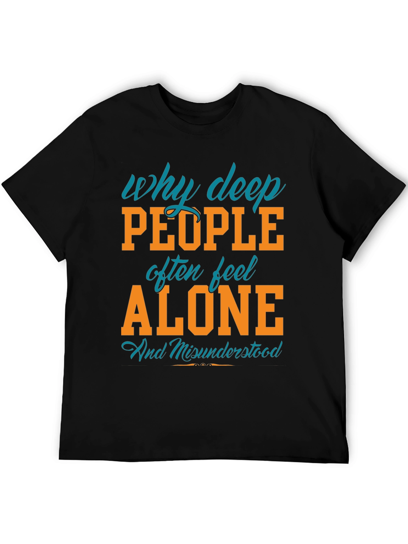 Black Deep People Alone Graphic Tee - Soft Cotton Blend view 5