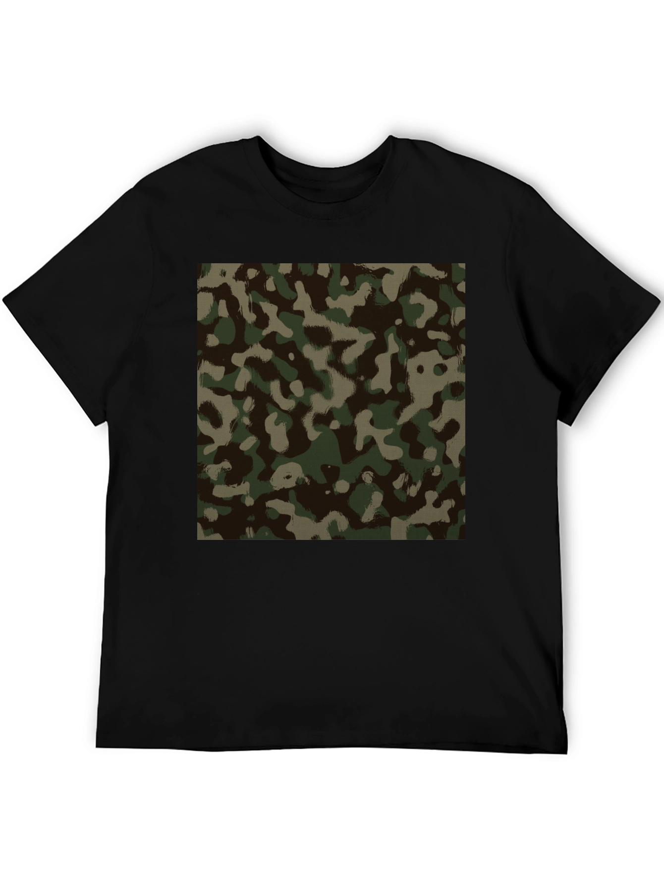Black Camo Print Black T-Shirt view 5