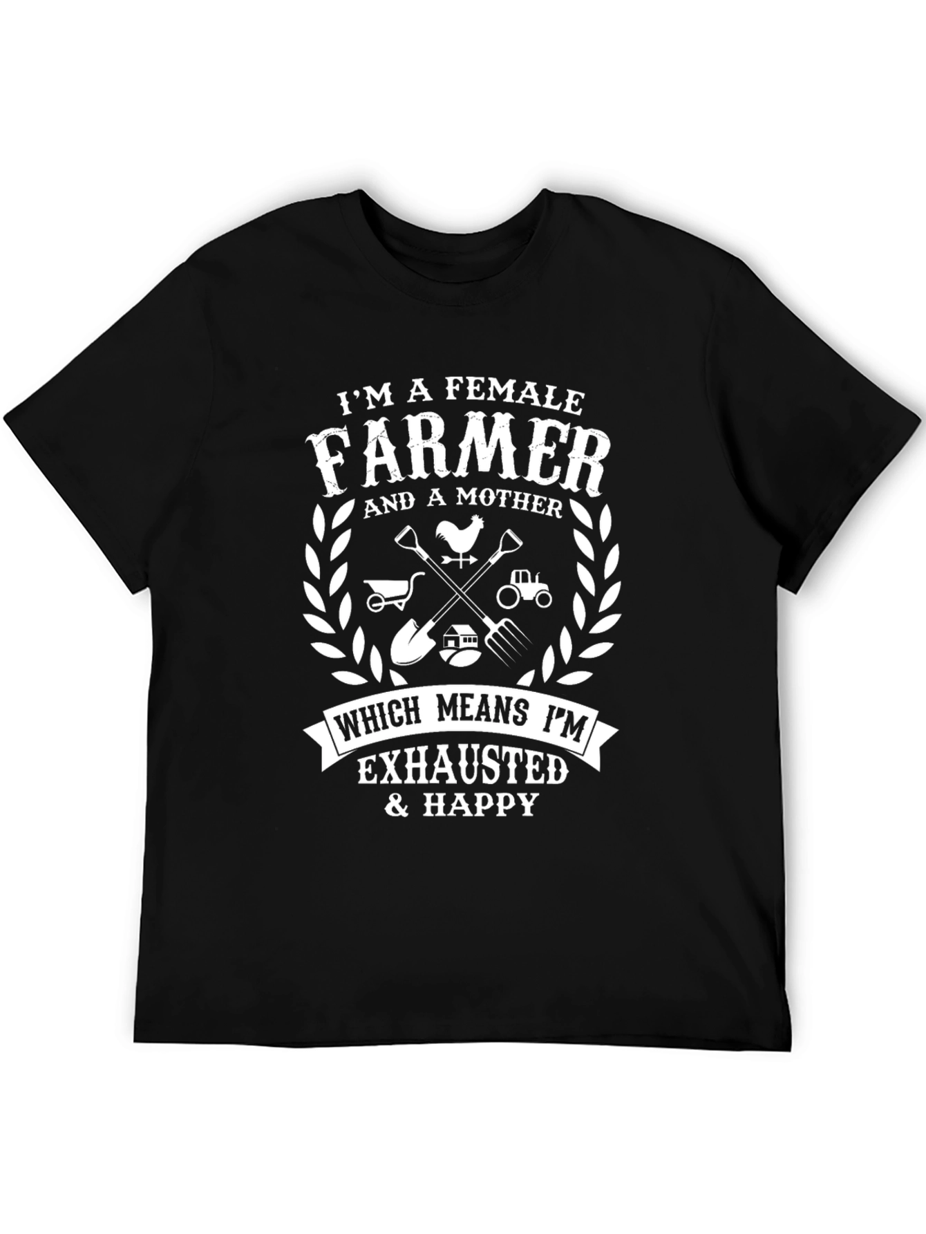 Black Female Farmer T-Shirt: Exhausted & Happy view 5