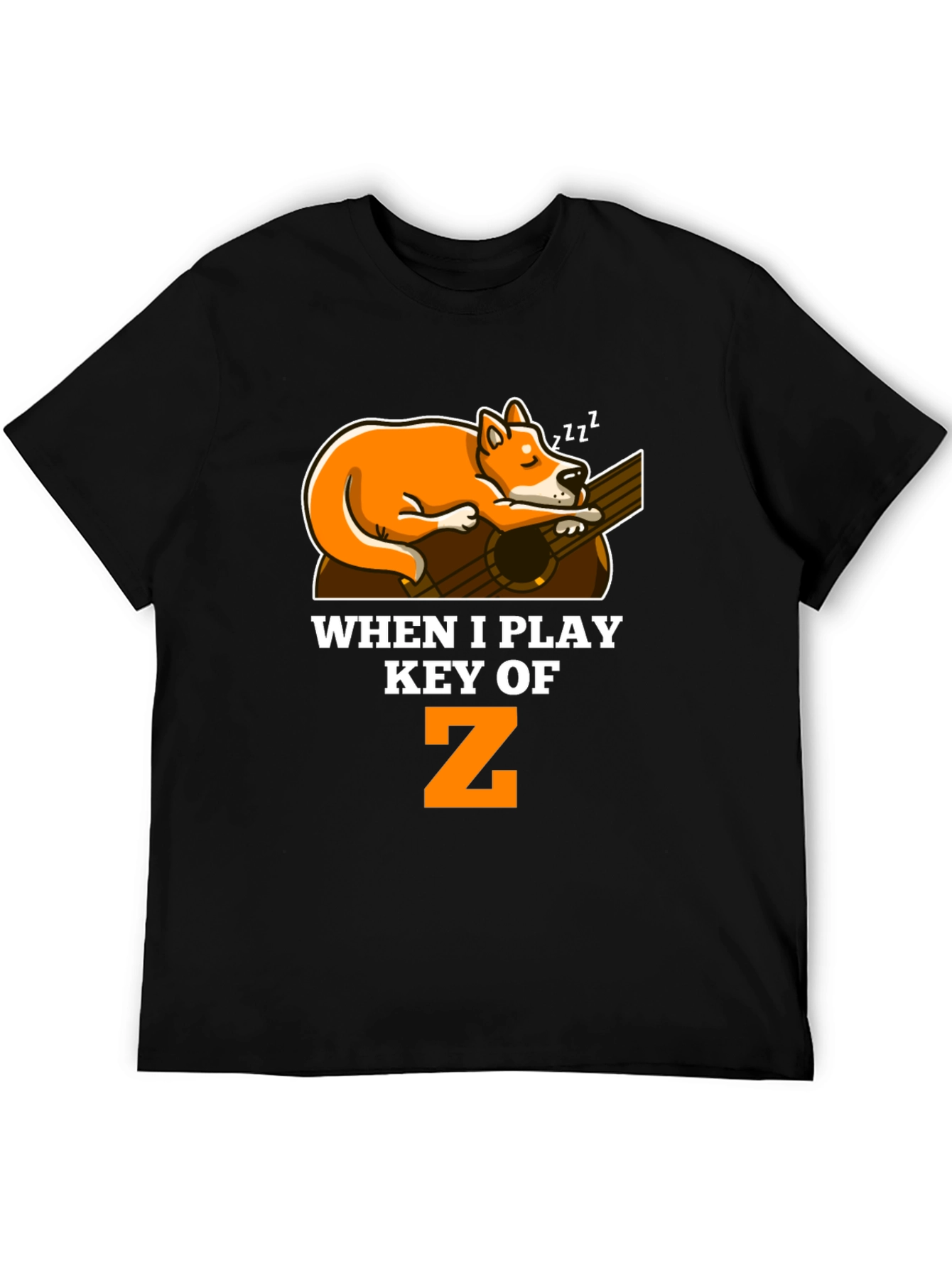 Funny Sleeping Dog Guitar T-Shirt, "Key of Z" Graphic Tee - 5