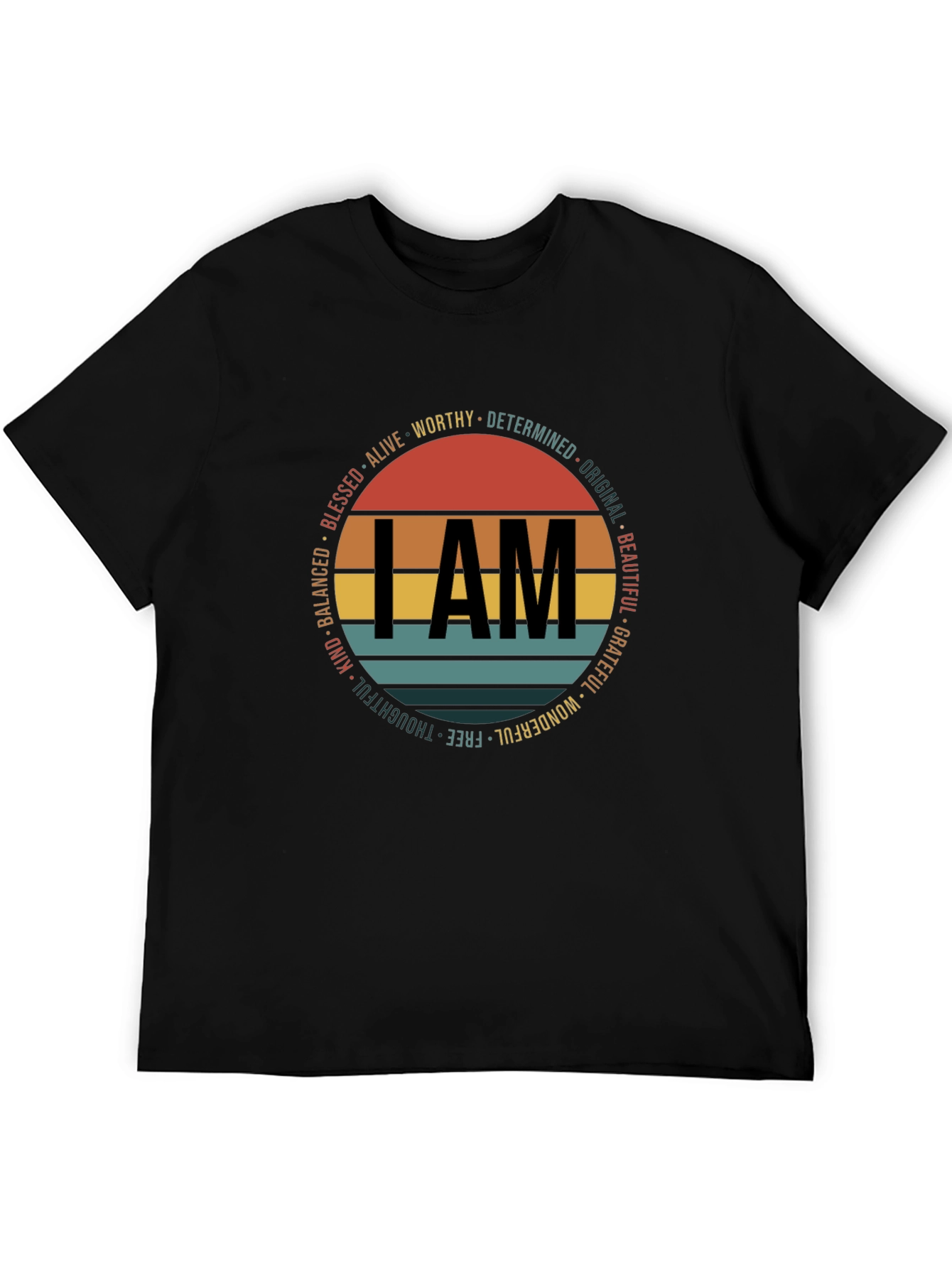 Black I AM Graphic Print Crew Neck T-Shirt view 5
