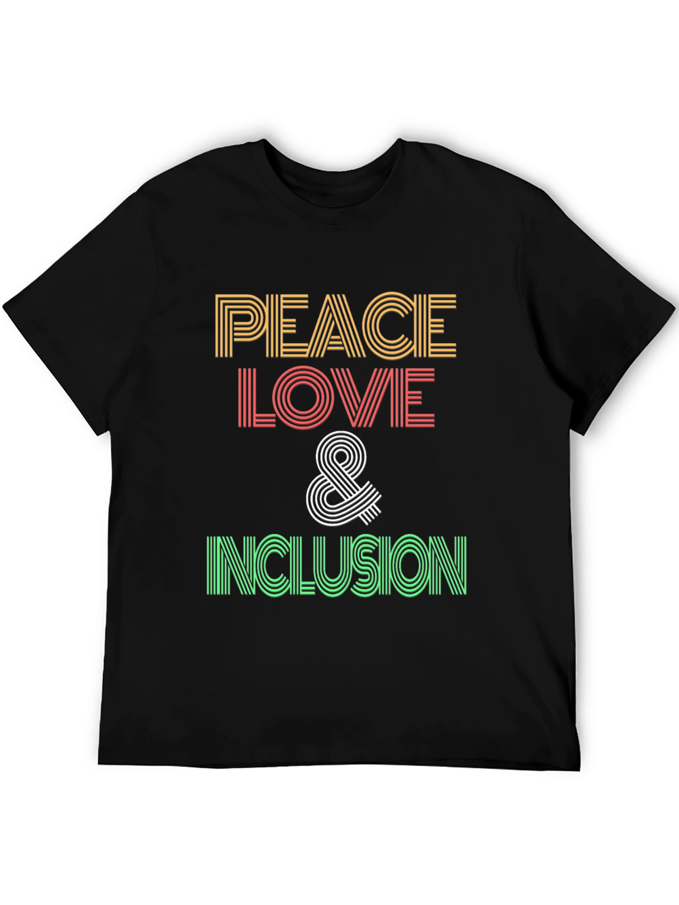 Black Peace Love and Inclusion Graphic T-Shirt view 5