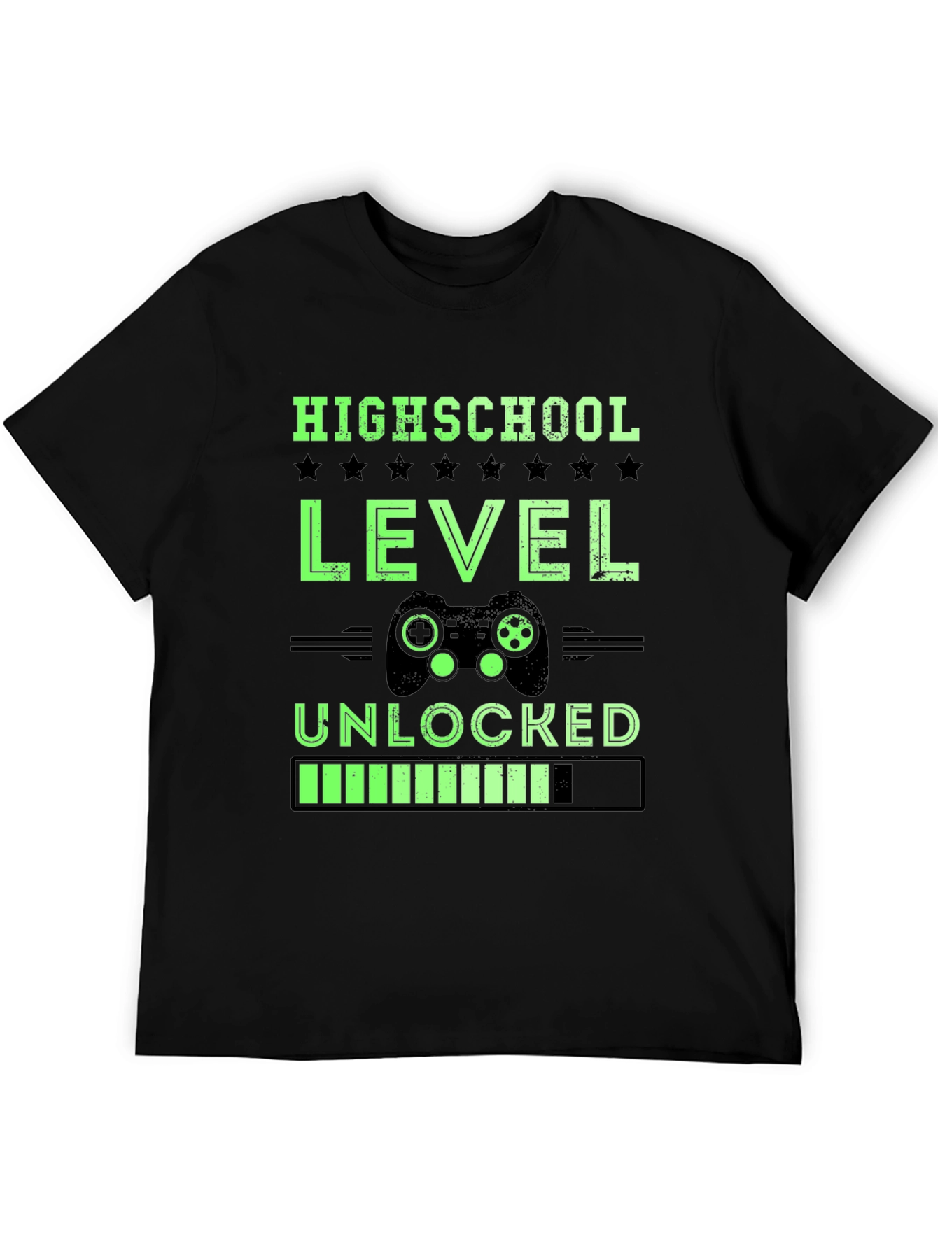 Black Highschool Level Unlocked Gamer T-Shirt view 5