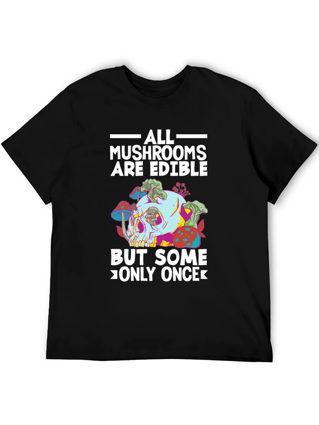 Black Mushroom Skull T-Shirt - Edible Joke Tee view 5