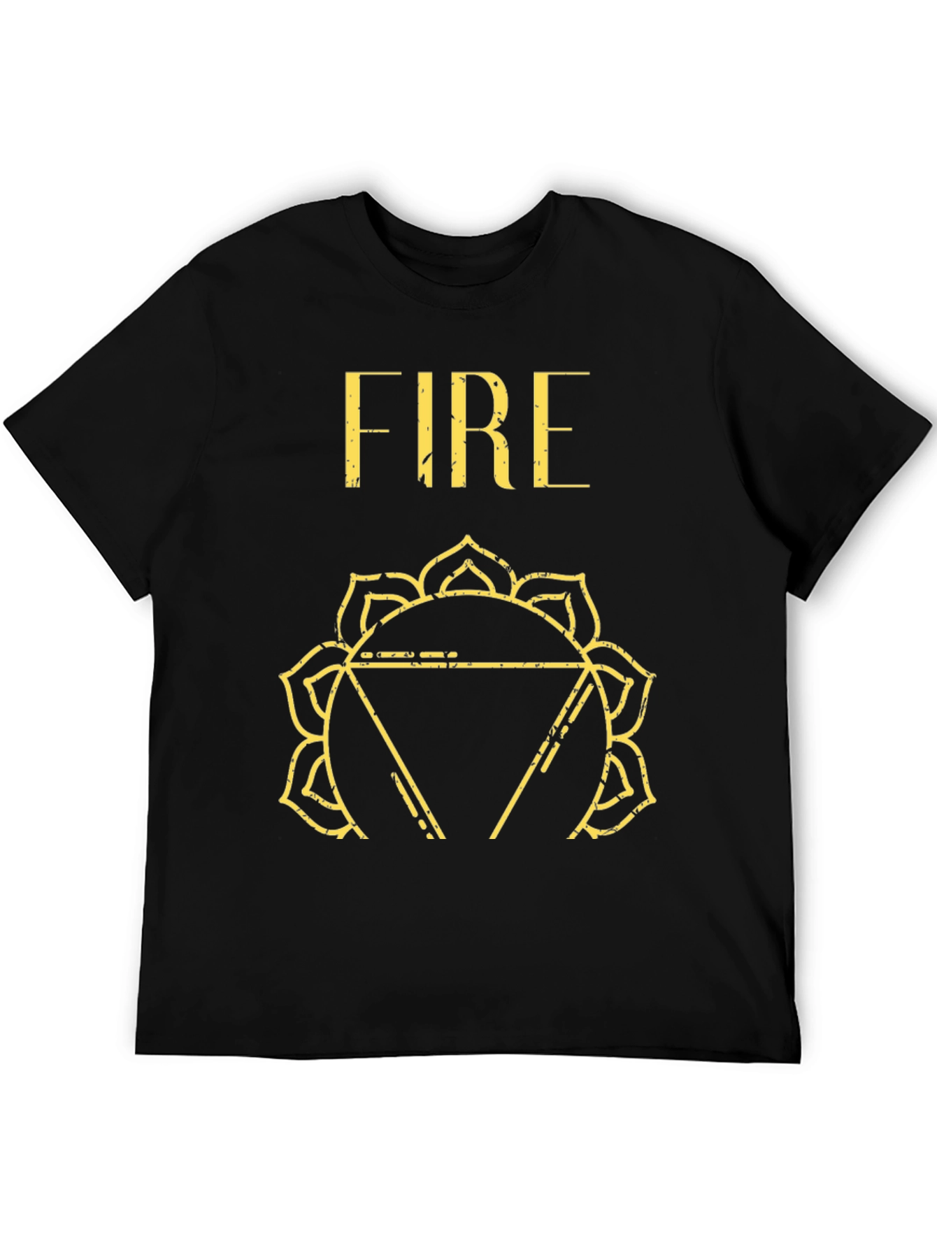 Black Fire Chakra Graphic Tee - Black Cotton T-Shirt view 5