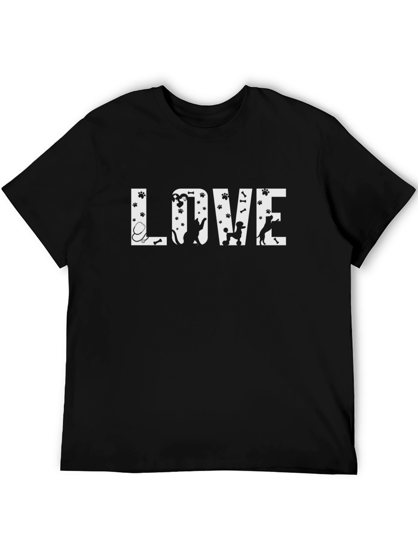 Black Love Dogs Graphic Tee - Black Unisex T-Shirt view 5