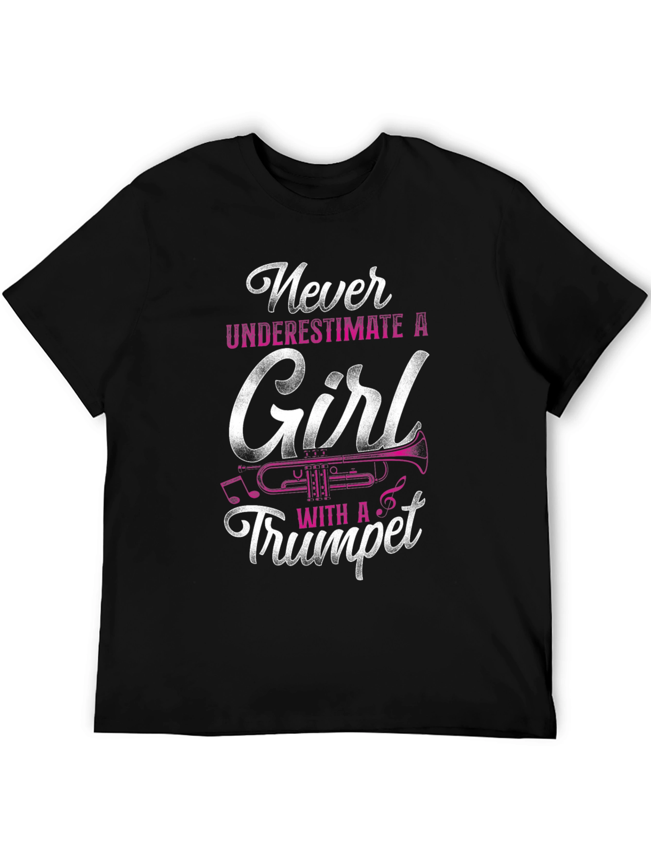 Black Never Underestimate a Girl with a Trumpet T-Shirt view 5