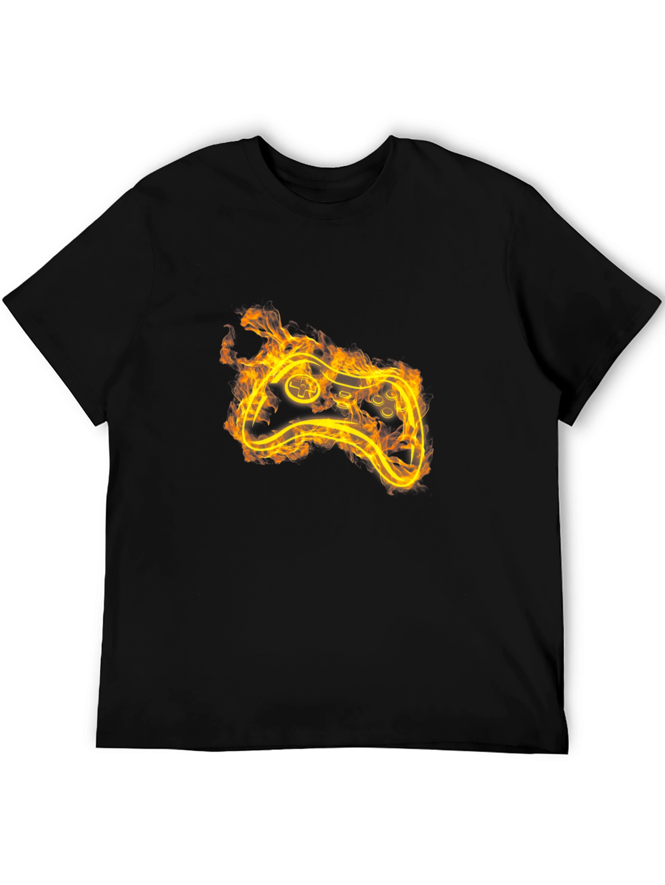 Black Fiery Game Controller Black T-Shirt view 5