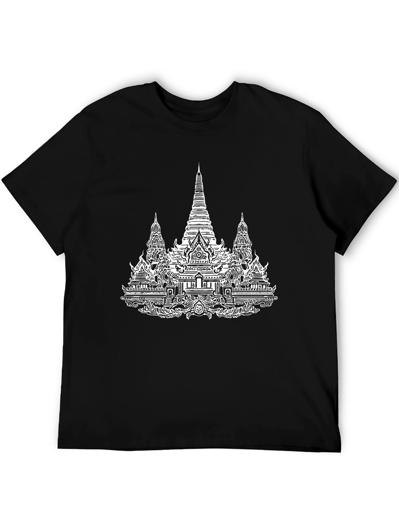 Black Temple Graphic Tee - Black Cotton T-Shirt view 5