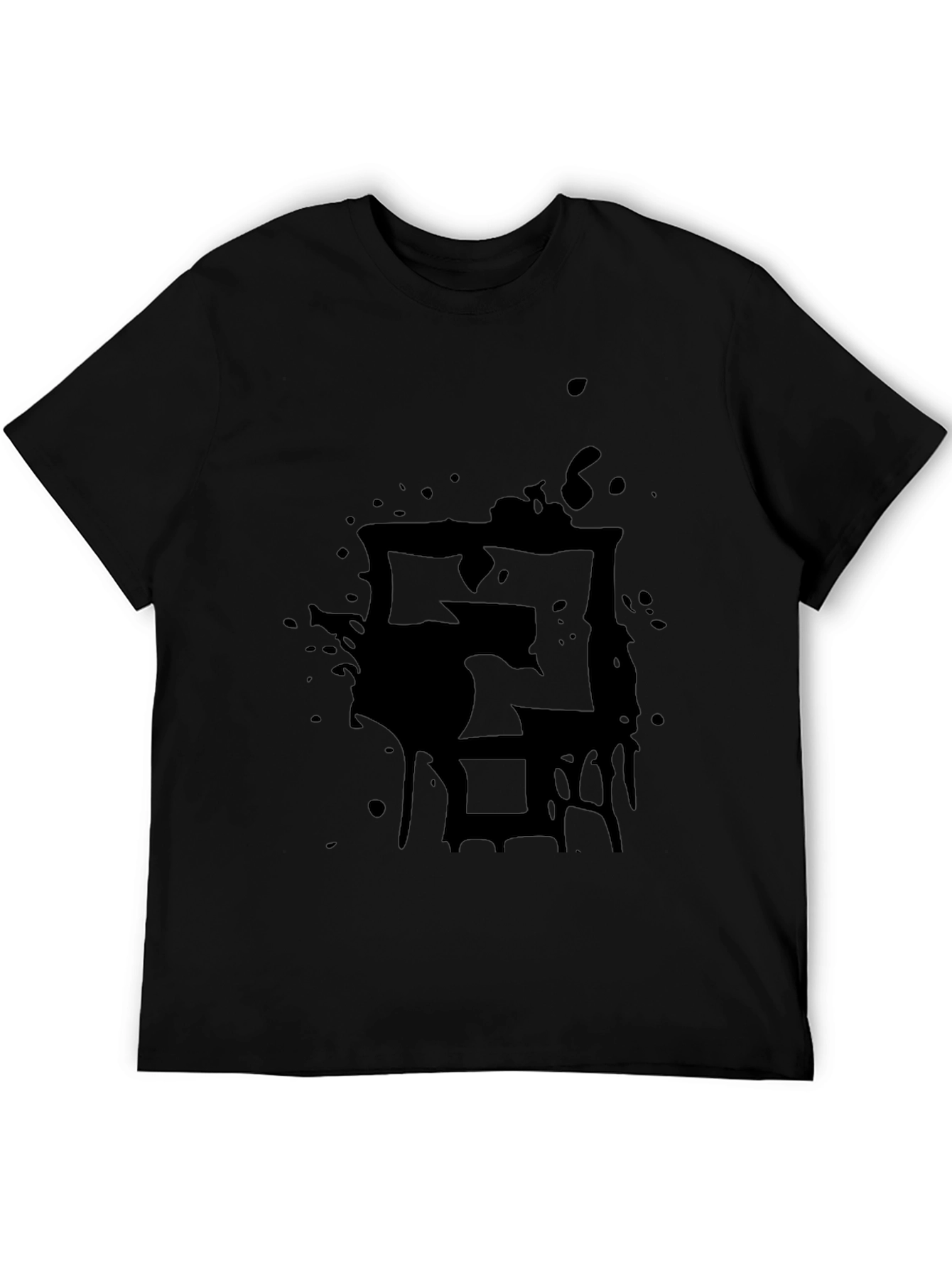 Black Men's Black Graphic Tee - Abstract Design view 5