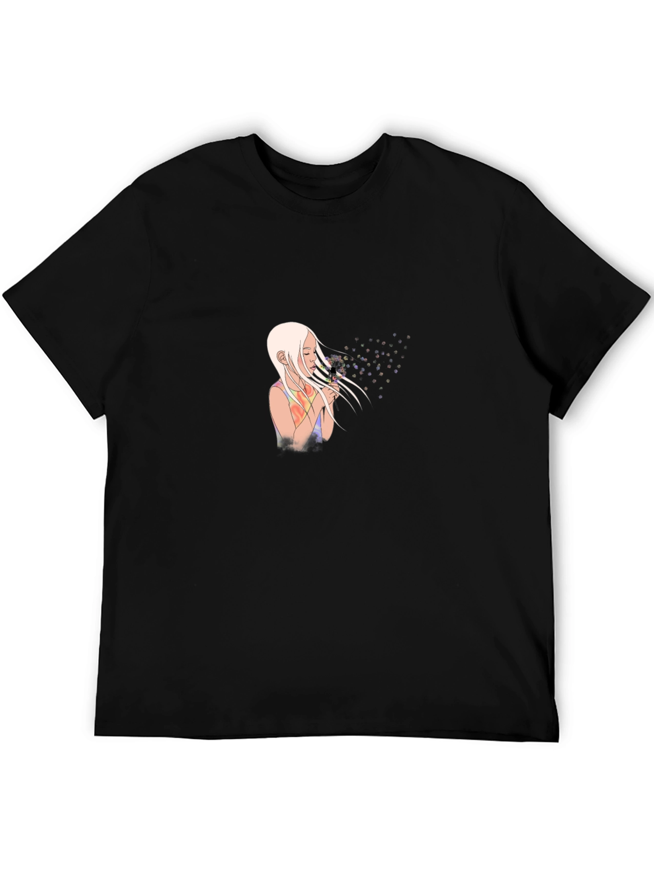 Black Girl Blowing Dandelion Black T-Shirt view 5